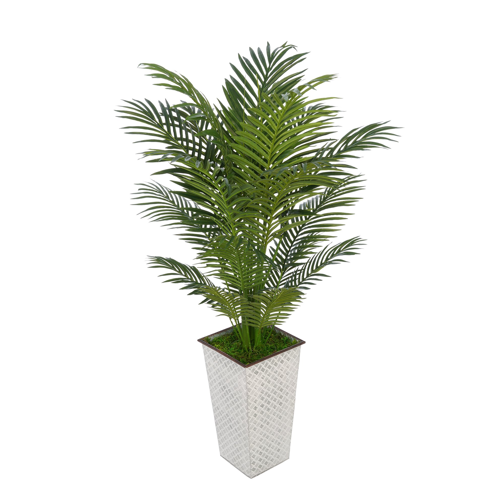 Premium 4.5ft Artificial Areca Palm Tree - Silk Houseplant in Decorative Metal Planter for Home Office Decor, Living Room, Bedroom & Indoor Greenery