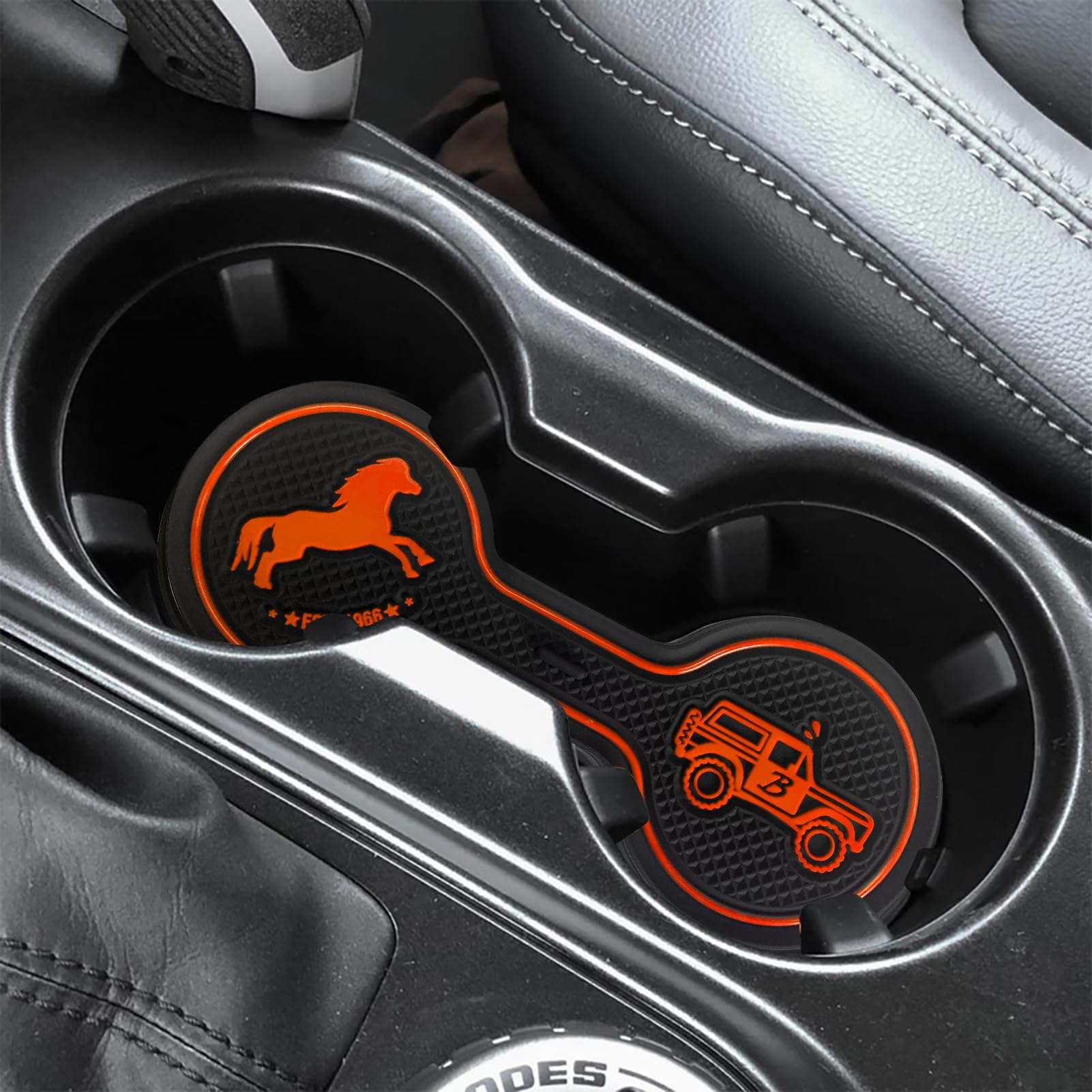 **Ford Bronco 2021-2024 Cup Holder Coaster - Non-Slip Silicone Drink Mat, Car Accessories for Beverage & Decoration (Orange) - Perfect for Road Trips, Coffee, and Spill Protection**
