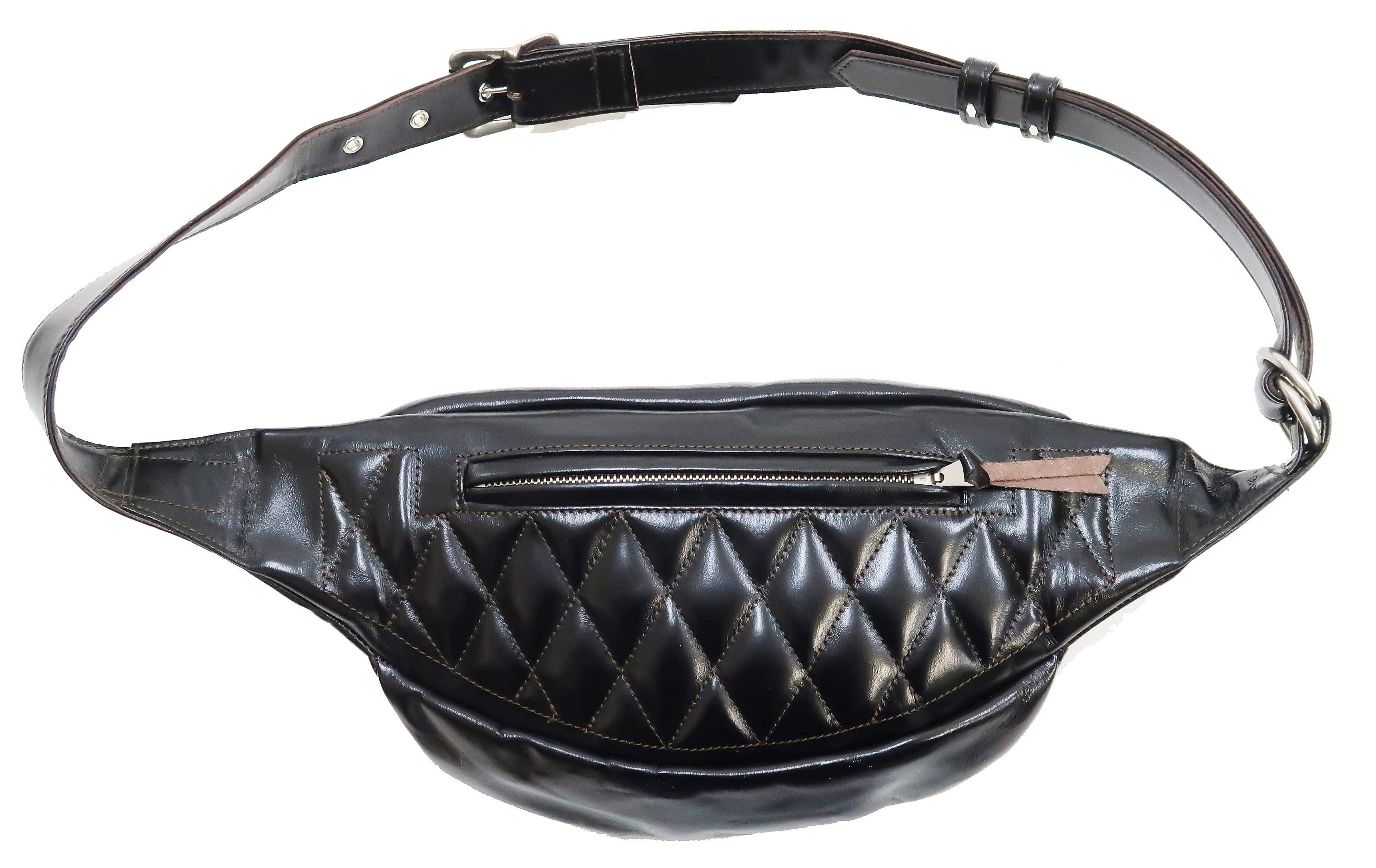 TOYS McCOY Genuine Horsehide Leather Sling Bag for Men - Quilted Waist Pack & Crossbody Bag (Model TMA2422-030) - Perfect for Travel, Hiking, and Everyday Use - Black