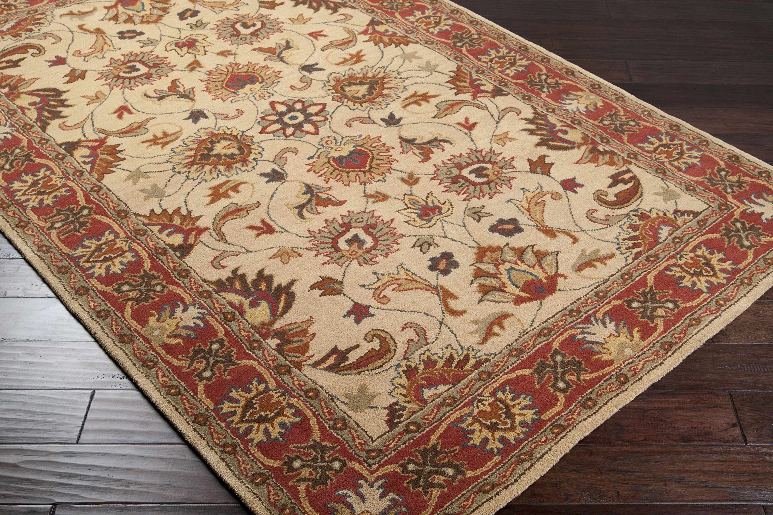 Hauteloom Dresher Wool Area Rug - Traditional Brown & Red 9' x 12' - Soft & Durable for Living Room, Bedroom, Office - Perfect for Home Decor & Cozy Spaces