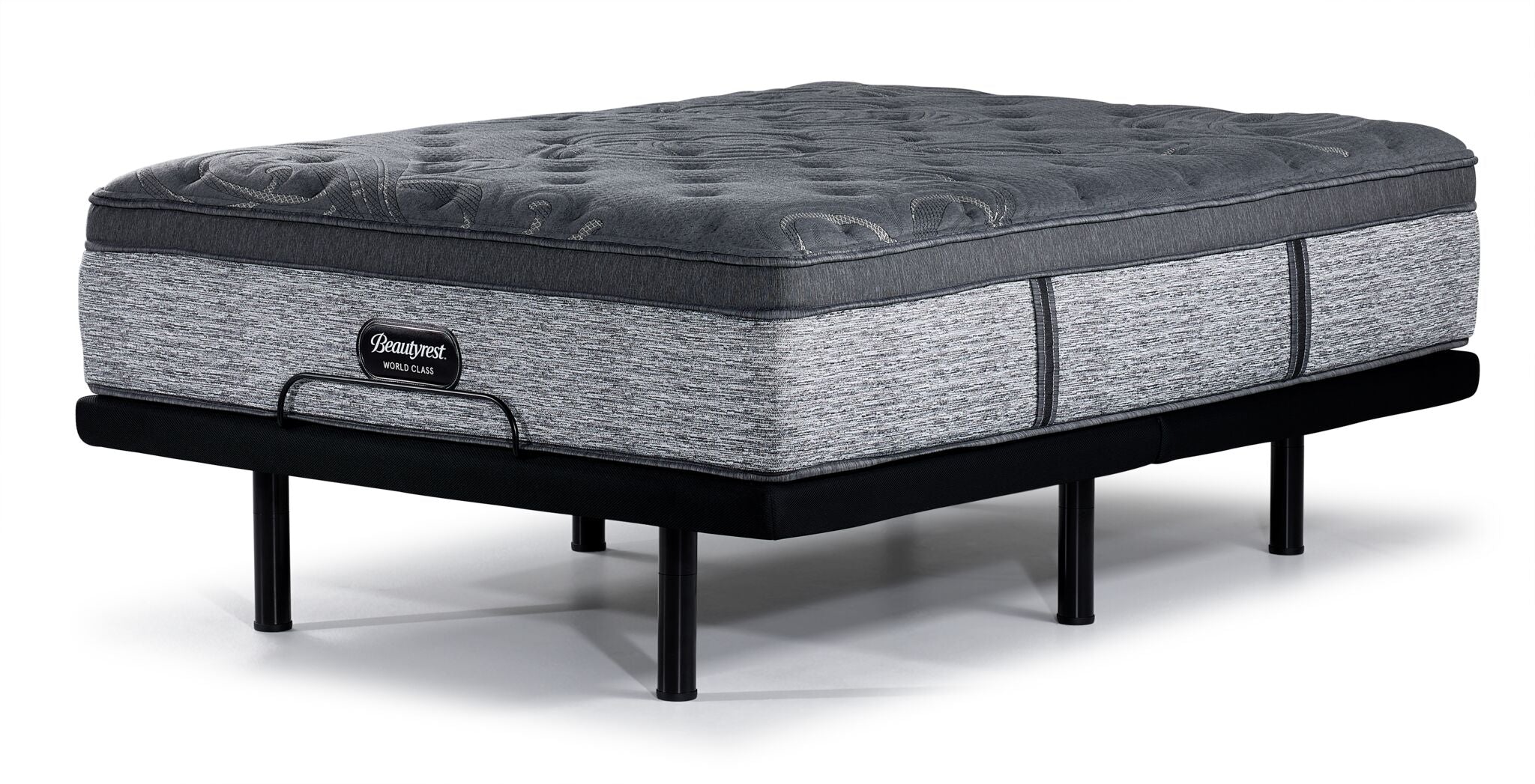 Beautyrest World Class Grandeur Medium Firm King Size Mattress with L2 Motion Pro Adjustable Base - Perfect for Couples & Luxury Bedroom Upgrade