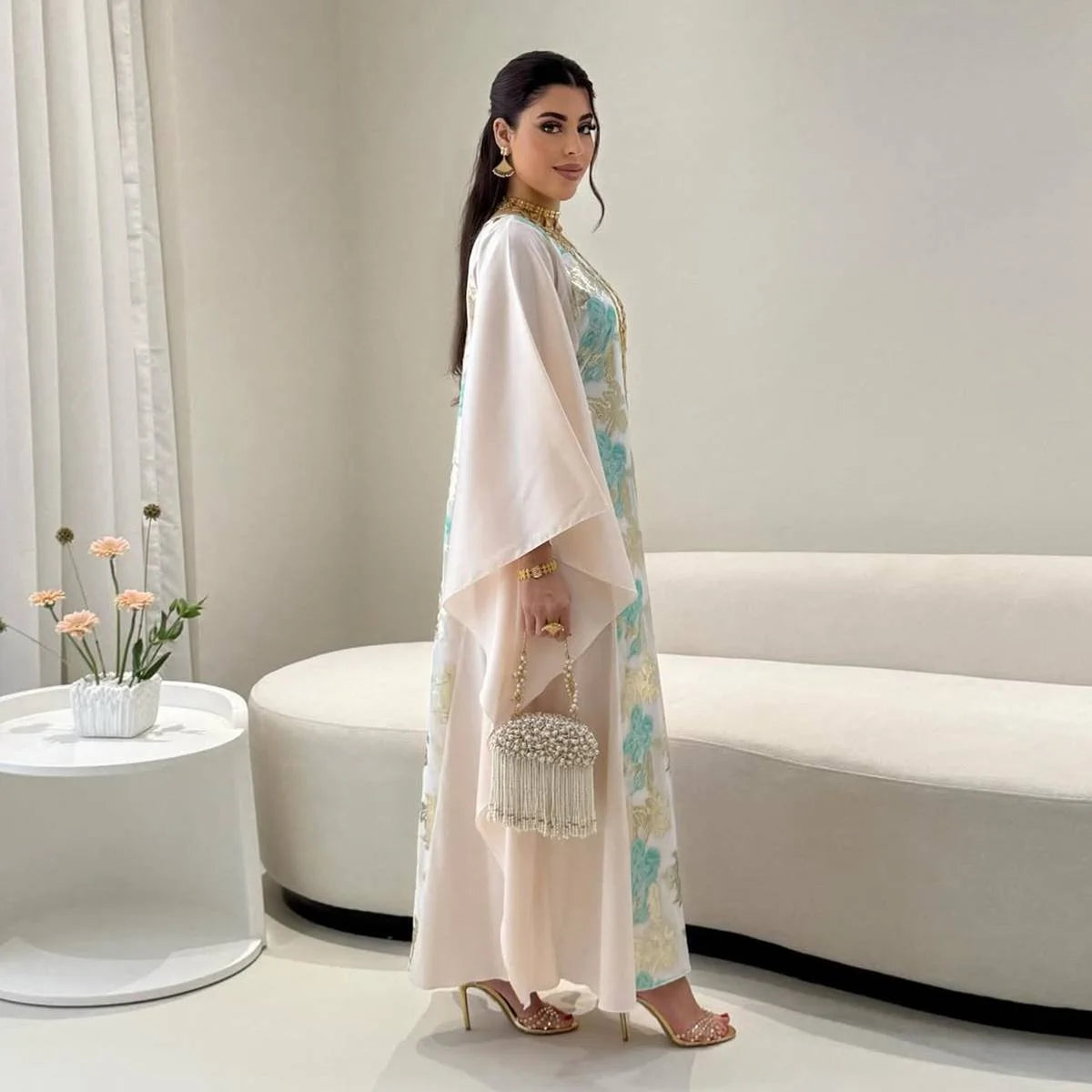Urgarment Elegant Abaya Dress with Exquisite Embroidery & Jacquard Fabric - Perfect for Islamic Prayer, Eid Celebrations & Modest Fashion #25190