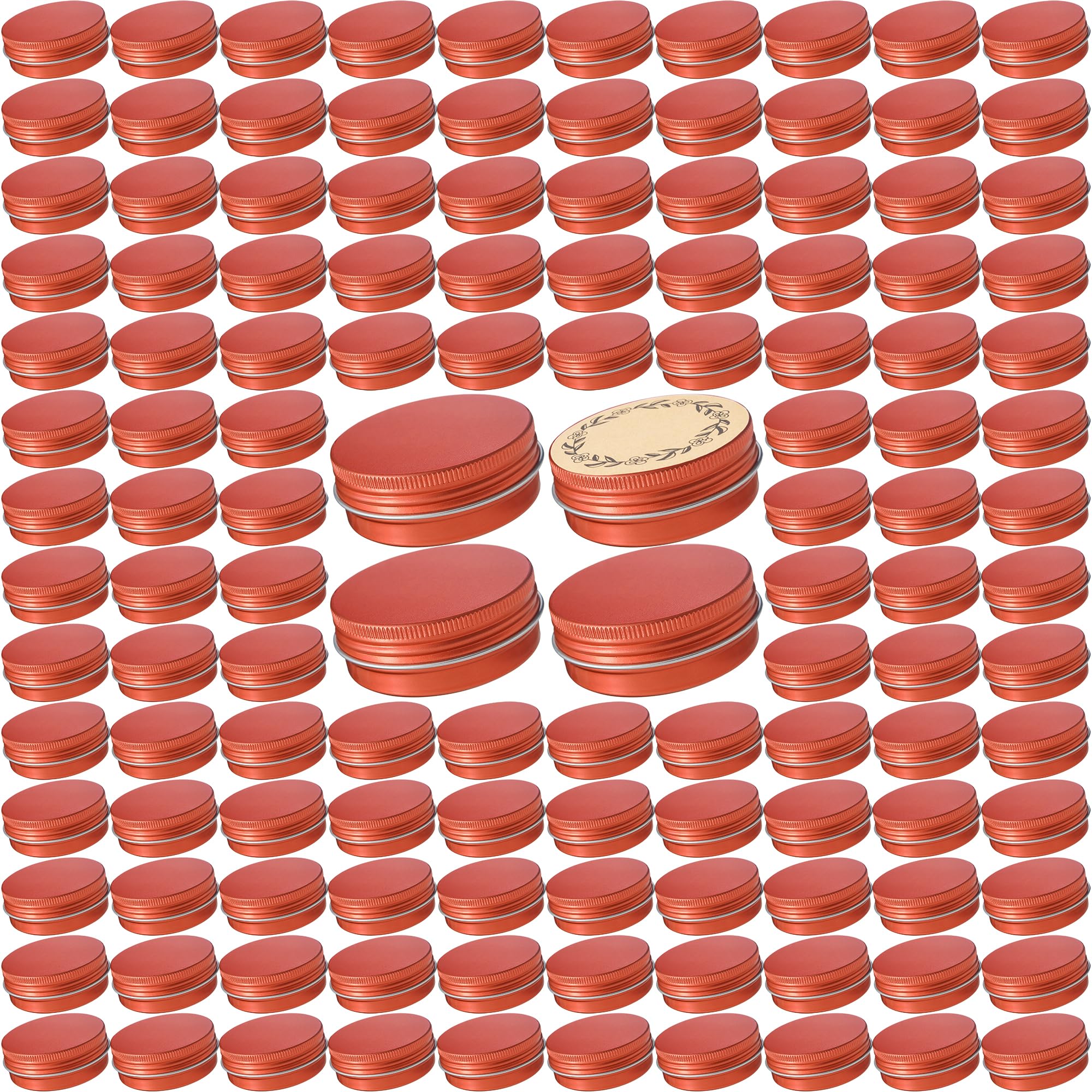 270pcs 1oz/30ml Aluminum Screw Top Jars with Lids & Blank Labels - Bulk Cosmetic Containers for Lip Balm, Salve, Cream (Orange) - Perfect for DIY Beauty Products, Travel Size Toiletries & Small Crafts Storage