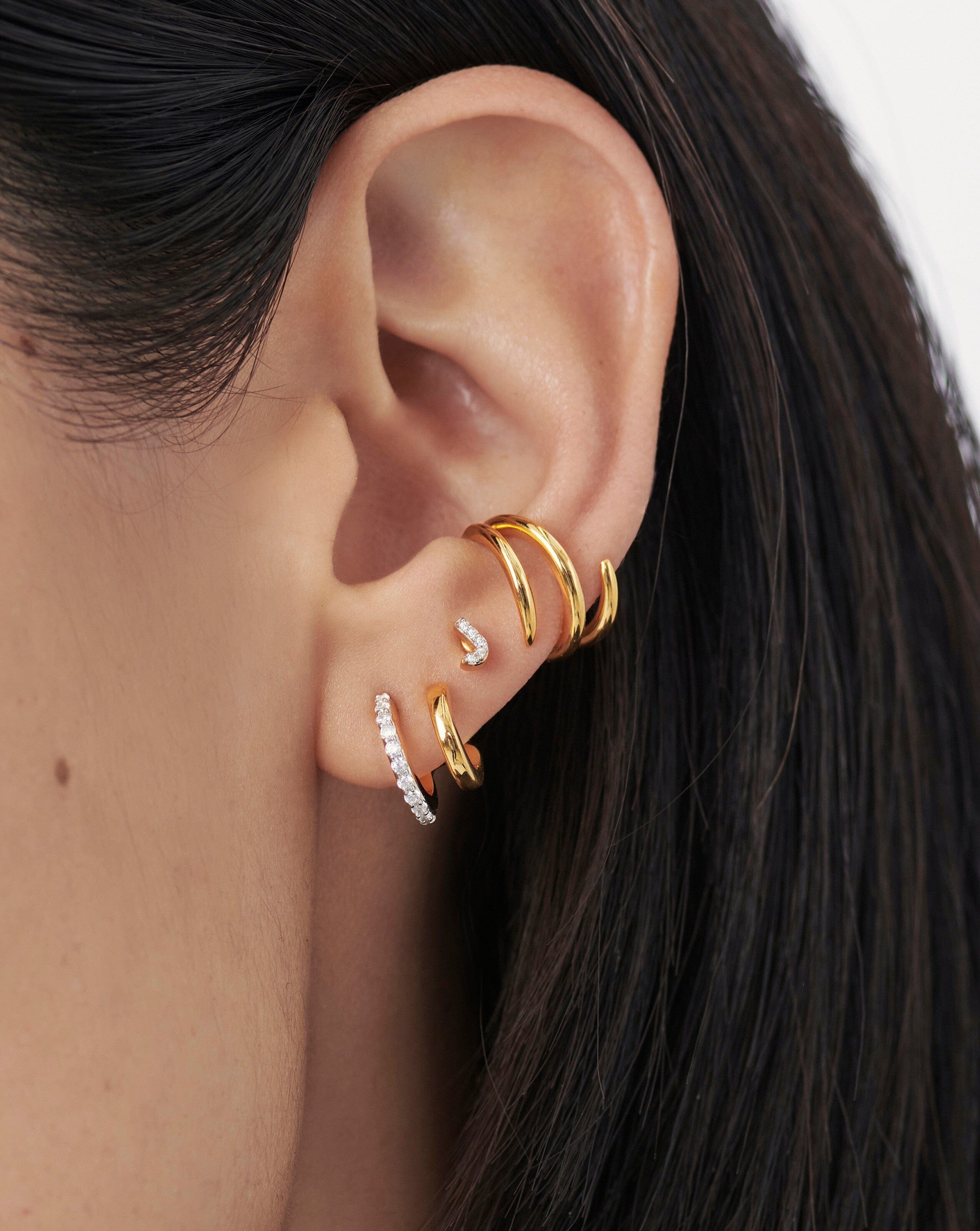 Pave Initial Single Stud Earring - Personalized Initial J - 18k Gold Vermeil & Cubic Zirconia - Elegant Gift for Women, Birthday, Anniversary, Valentine's Day