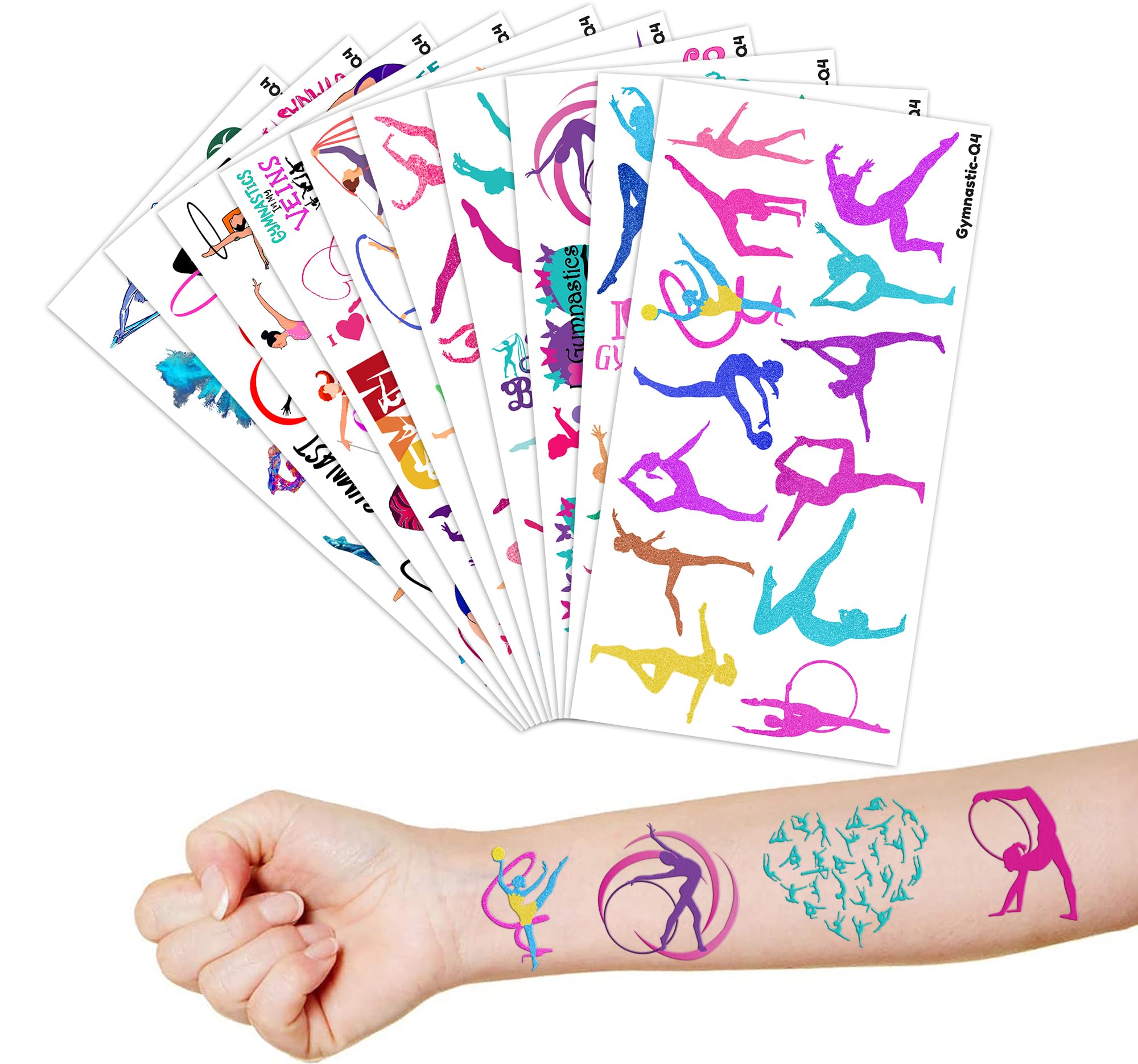 115 PCS Gymnastics Temporary Tattoos for Kids - Cheerleader Dance Stickers, Birthday Party Favors, Carnival Christmas Gifts & Class Prizes - Perfect for Gymnast Themed Decorations and Dance Recital Rewards