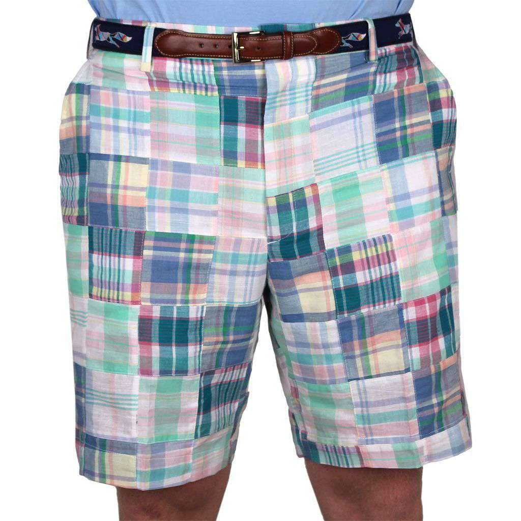 Country Club Prep Pastel Patchwork Madras Shorts for Men - Stylish Summer Casual Wear for Golf, Beach, and Outdoor Activities