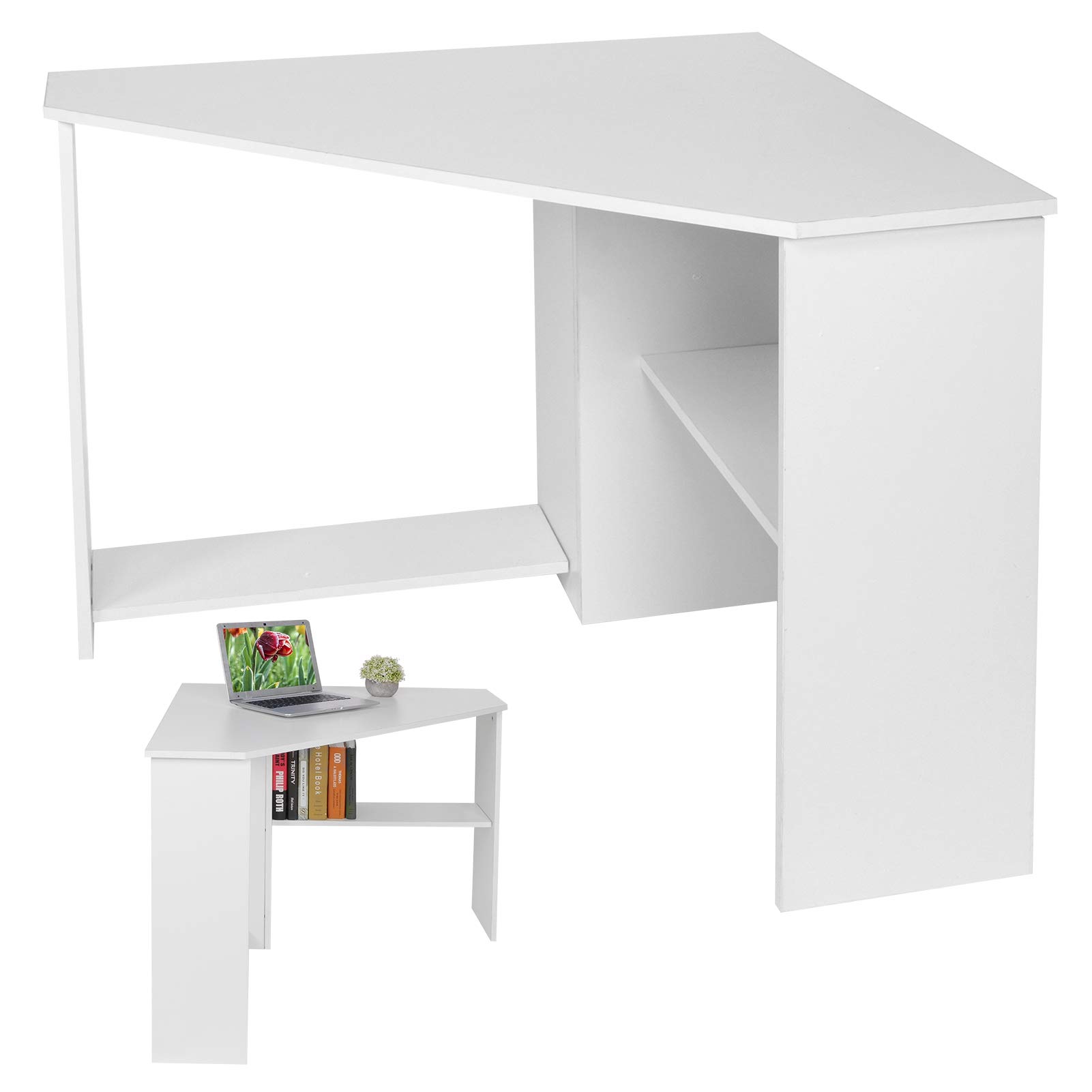 L Shaped Computer Desk for Home Office - Sturdy Chipboard PC Gaming & Study Desk with Large Workspace - Perfect for Small Spaces, Work from Home & Online Classes