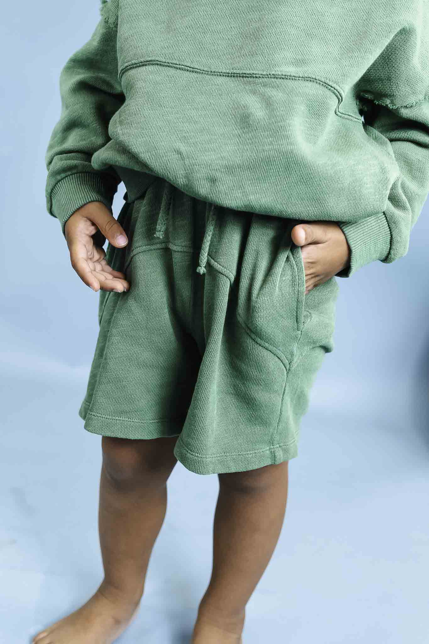 Toddler Boys' Green Fleece Shorts - Soft & Comfortable Winter Pants for Playtime & Outdoor Activities