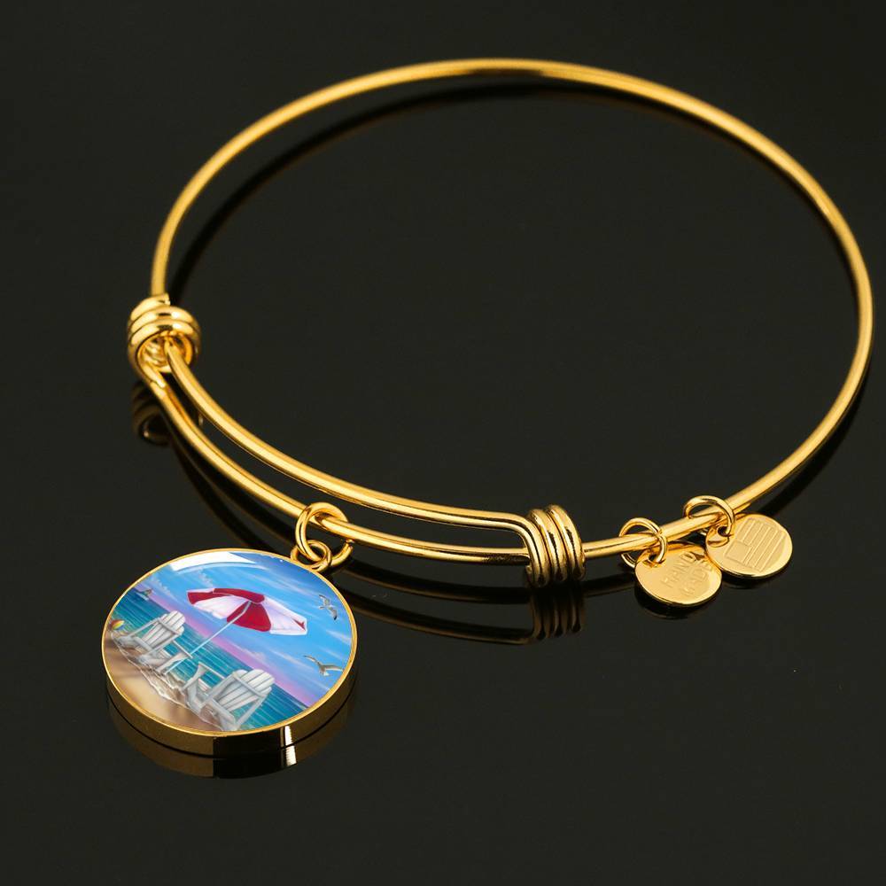 My Happy Place Bangle Bracelet - Elegant Adjustable Cuff Bracelet for Women, Boho Chic Jewelry Gift for Her | Perfect for Everyday Wear, Special Occasions & Layering