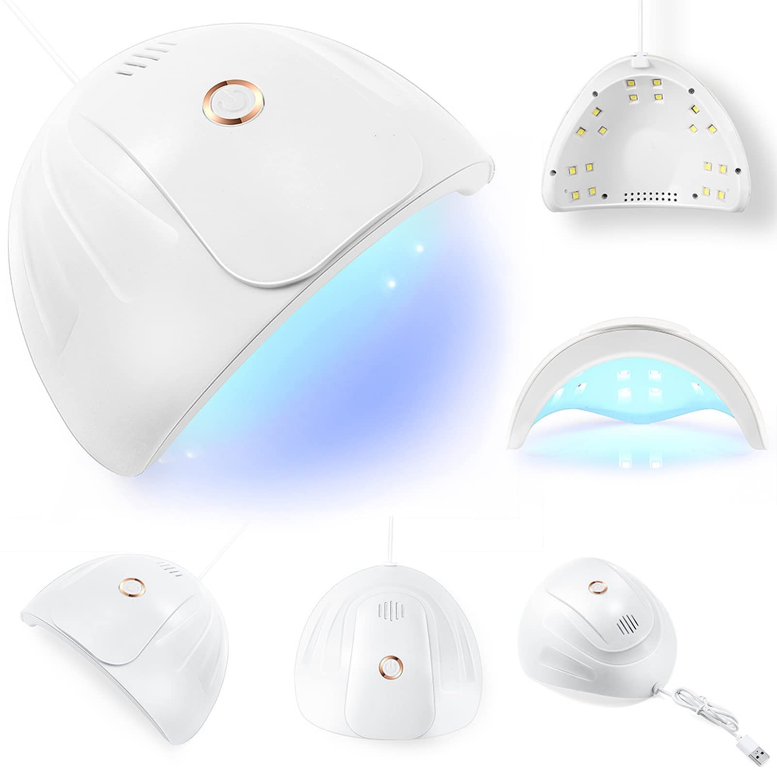 Professional LED Nail Lamp with Temperature Control & USB Power - Fast Drying UV Gel Polish Curing Light for Acrylic Nails, Manicure & Pedicure Salon Equipment | Perfect for Home Use & Professional Nail Salons