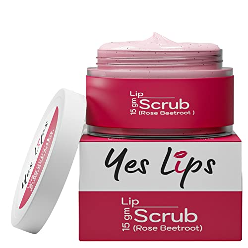 Organic Rose Beetroot Lip Scrub Balm - Natural Exfoliator for Soft Pink Lips with Jojoba Oil - Vegan Lip Care for Men & Women (15g) - Perfect for Daily Lip Care Routine & Pre-Makeup Prep