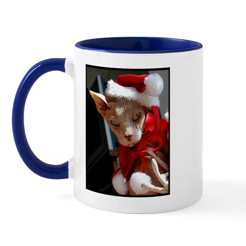 White/Navy Inside - Sphynx Hairless Cat Santa Mug