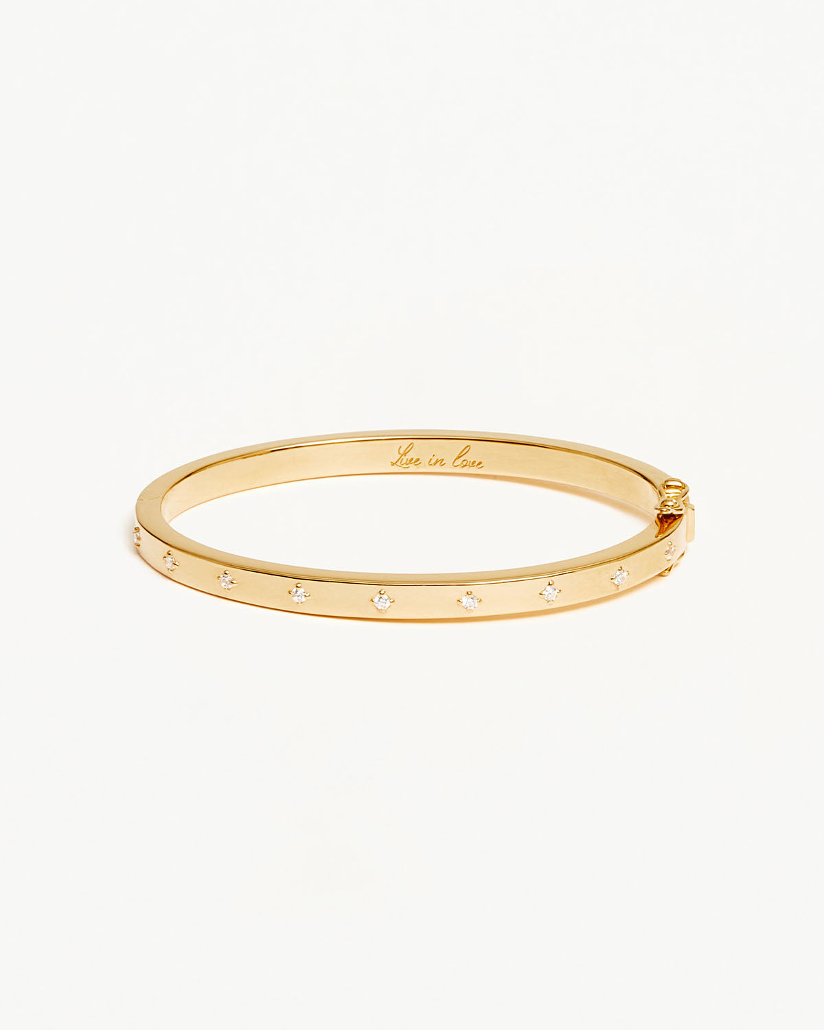 18k Gold Vermeil Live in Love Bangle Bracelet for Women - Romantic Jewelry Gift for Anniversary, Valentine's Day & Special Occasions