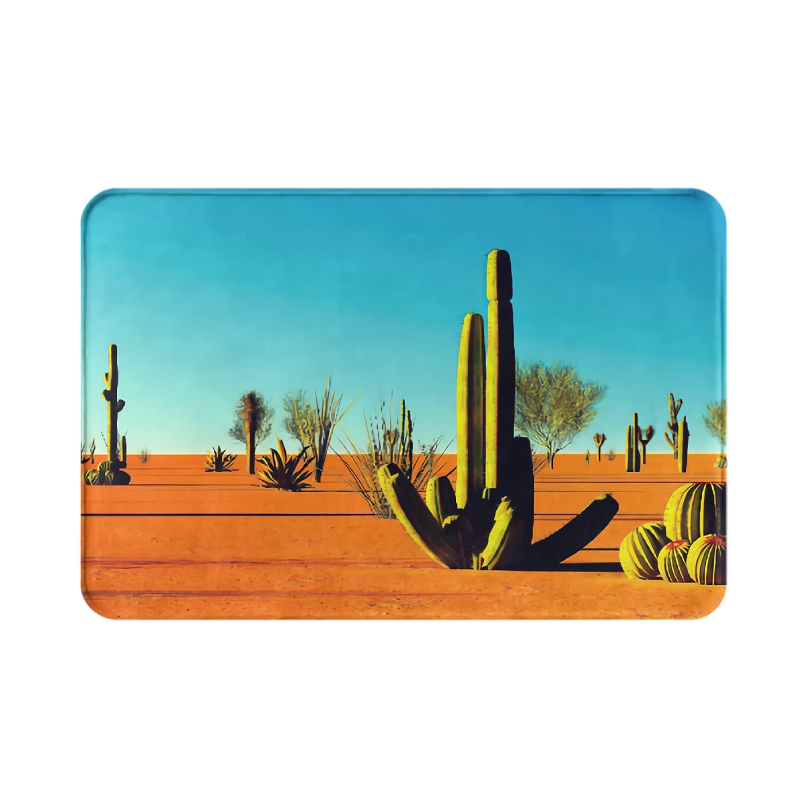 Non-Slip Cactus Bath Mat Set - Blue Succulent Flannel Bathroom Rug, Washable Kitchen Floor Mat for Bedroom, Entryway & Indoor Use (15.7x26.3 in) - Perfect for Spa, Home Decor & Eco-Friendly Gift Ideas