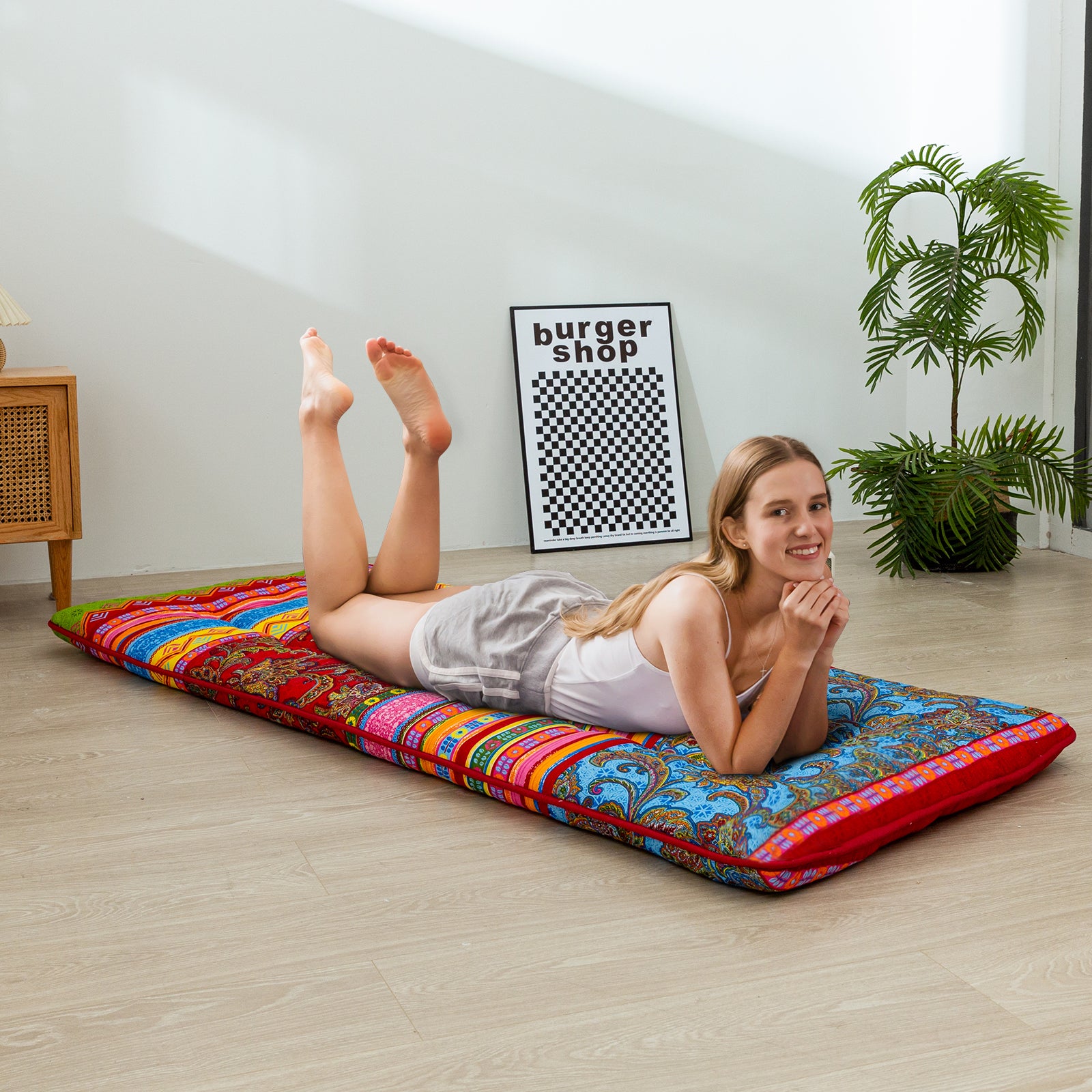 MAXYOYO Japanese Style Cot Futon Mattress - Foldable Floor Mattress, Tatami Mat & Bohemian Bed for Guest Room, Yoga, Meditation & Camping