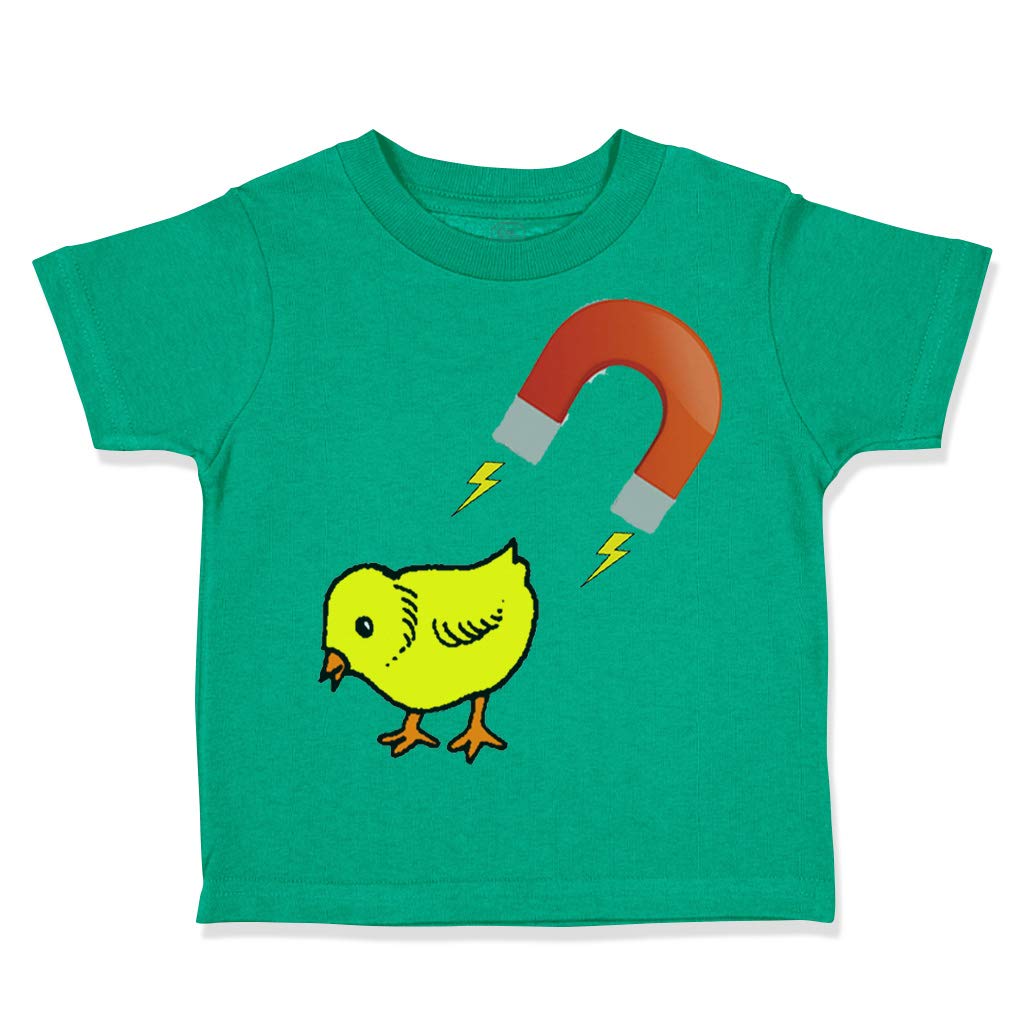 Funny Farm Baby Chick Magnet Toddler T-Shirt - Cute Cotton Tee for Boys & Girls (3T, Kelly Green) - Perfect for Farm Visits, Playdates & Family Photos