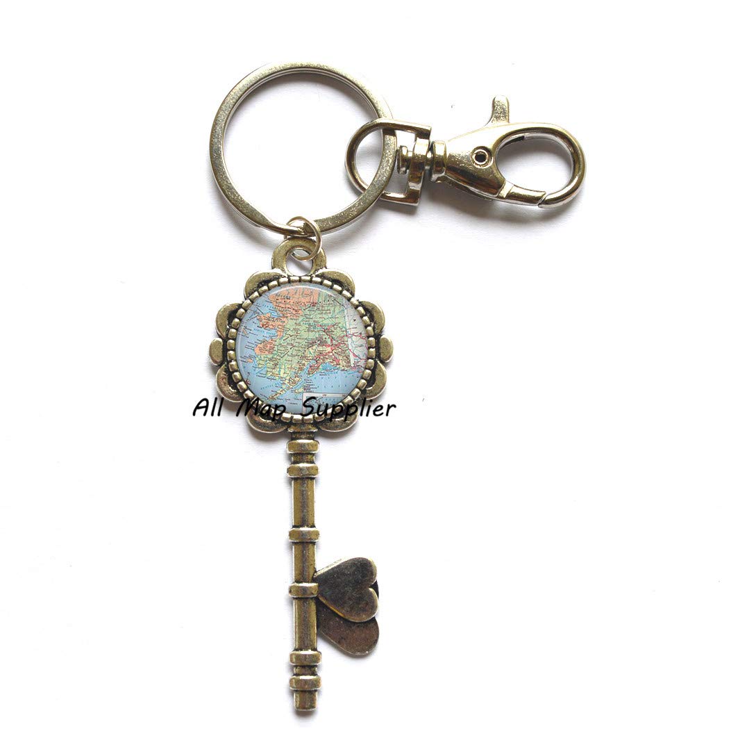 Alaska Map Keychain - Unique Travel Jewelry for Keys & Gifts
