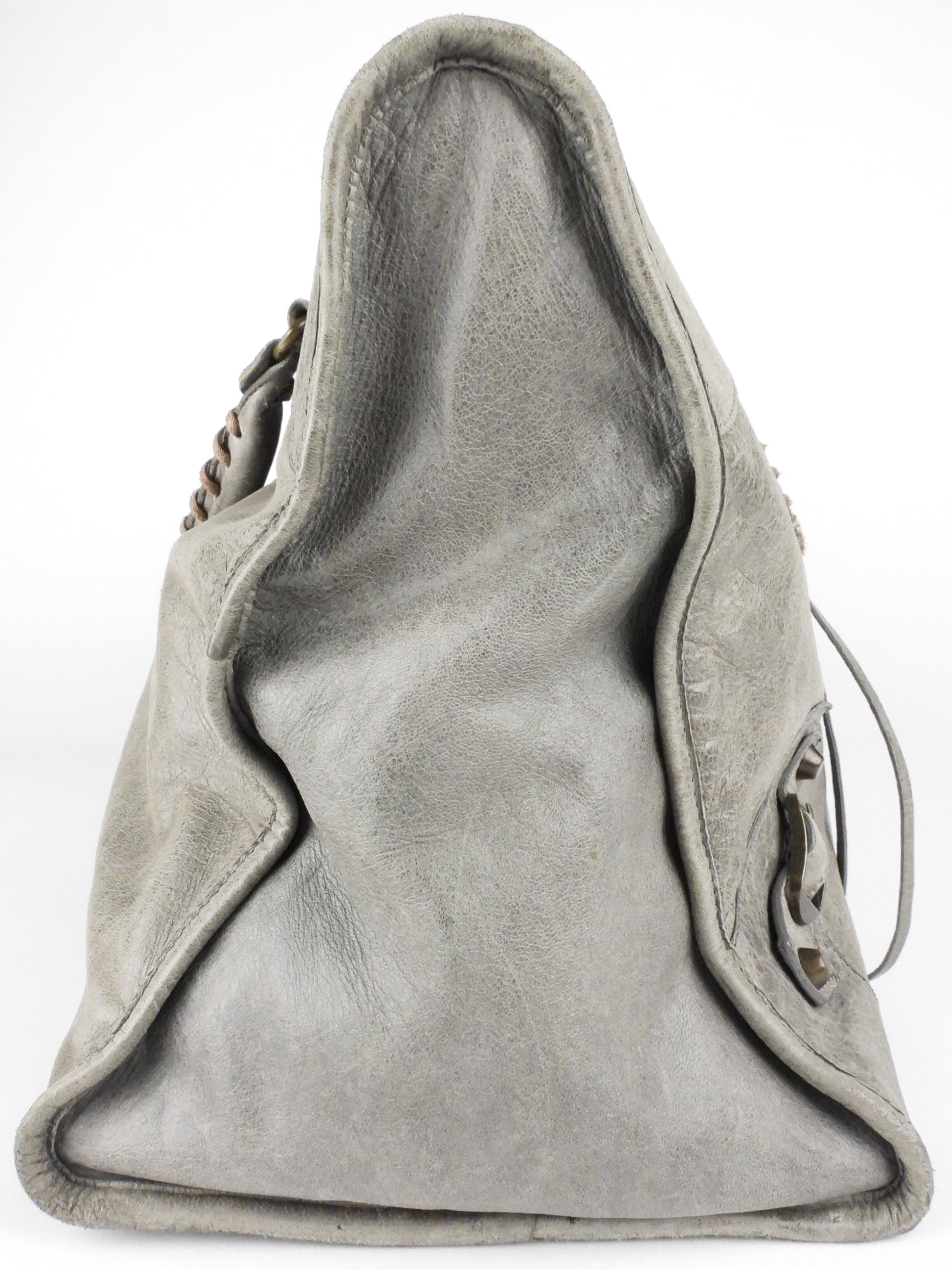 Balenciaga City Grey Lambskin Leather Moto Classic Work Bag for Women | Luxury Designer Handbag for Work, Travel & Everyday Use