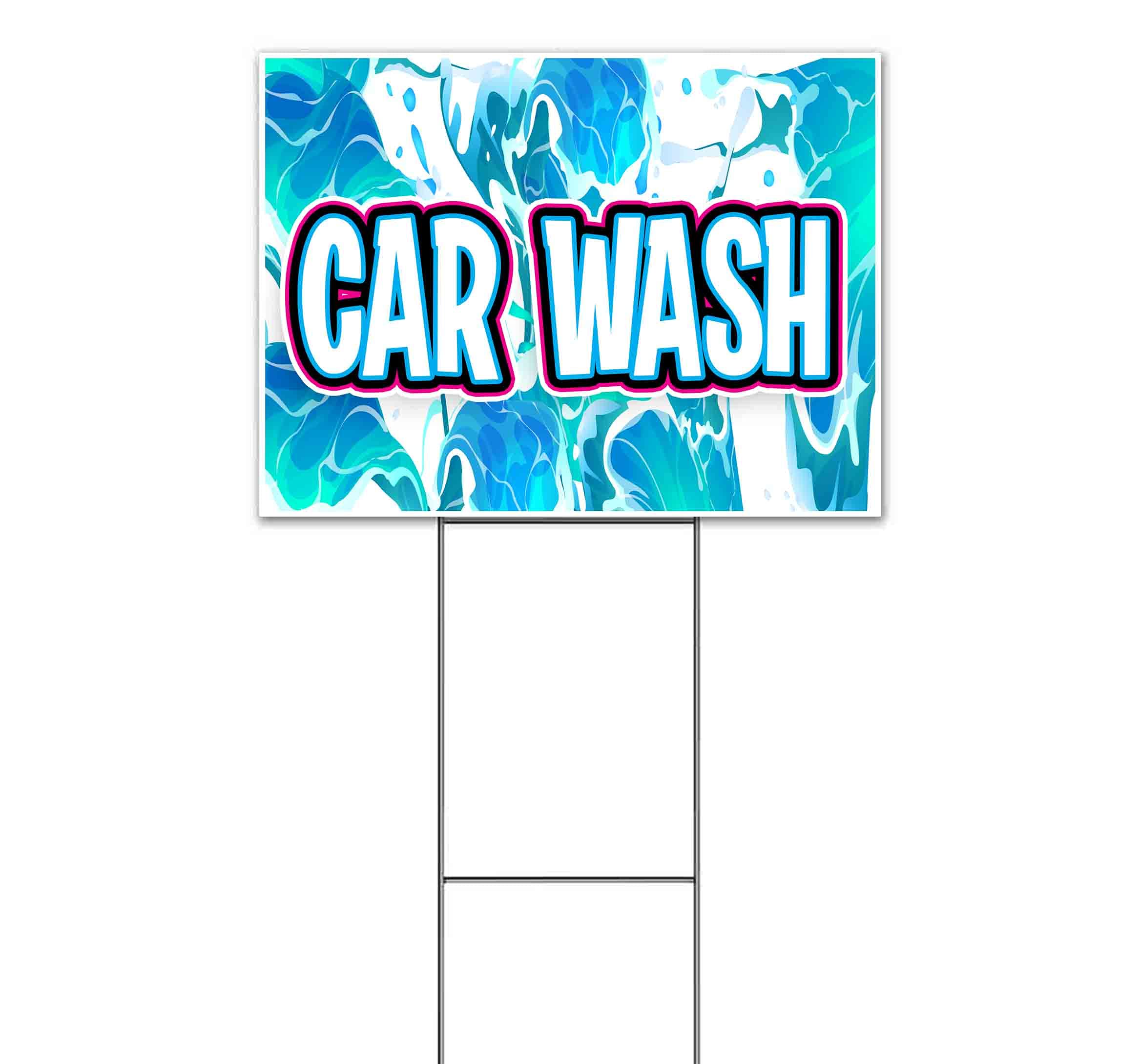 18x24 Inch Car Wash Yard Sign with Metal Step Stake - Bulk Discounts & Multi-Pack Options | Durable Advertising Sign for Car Dealerships, Fundraisers & Driveway Sales | Made in USA
