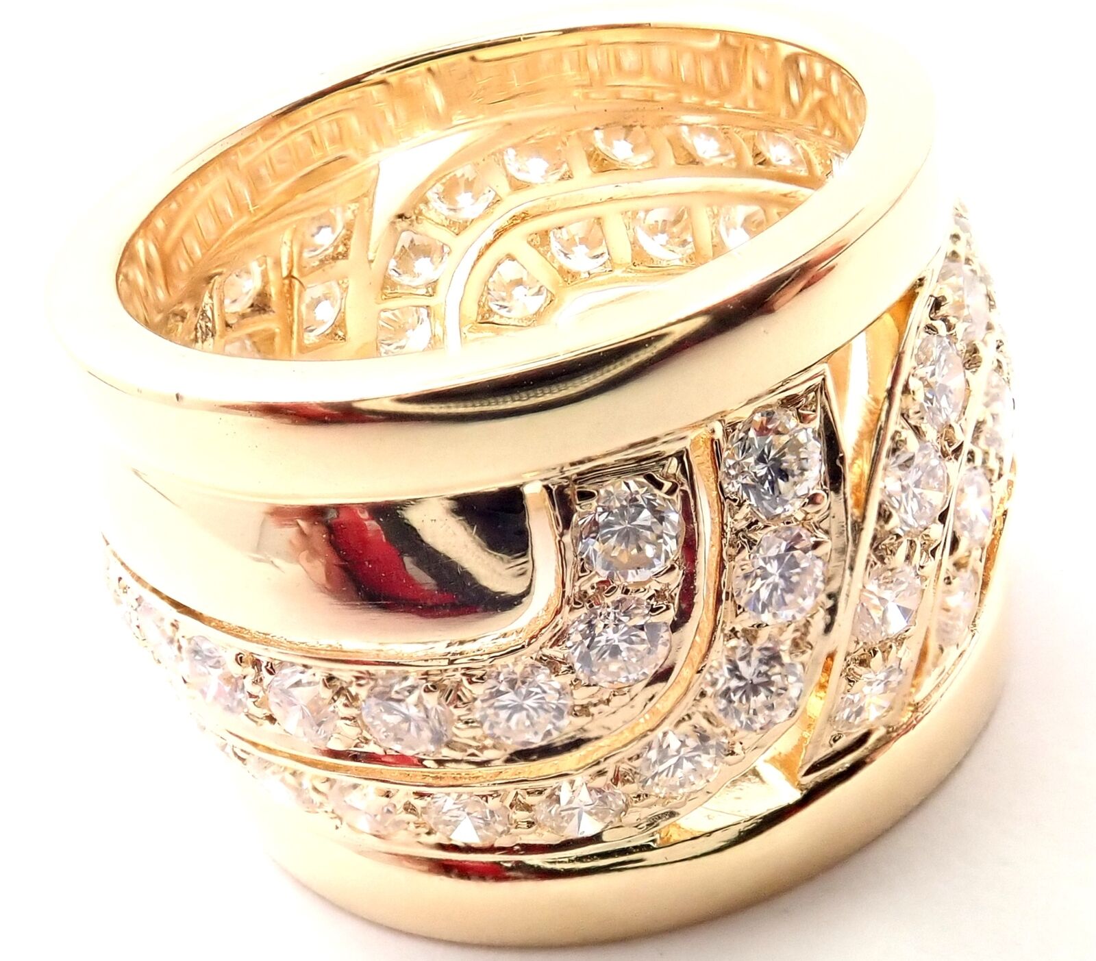 Authentic Cartier 18K Yellow Gold Diamond Wide Band Ring - Size 51 (US 5.75) - Luxury Wedding Band for Women, Perfect for Engagement, Anniversary & Special Occasions