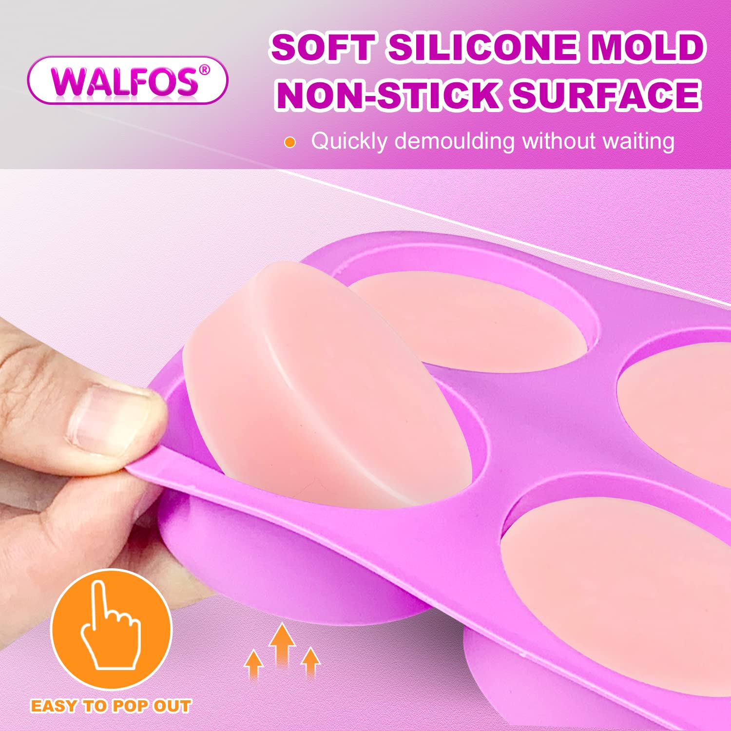 Walfos Round Silicone Soap Molds - BPA Free Non-Stick Circular Soap & Candle Molds (Set of 2, Purple) - Perfect for DIY Soap Making, Candles, Cookies, Oreos, Candy, Pudding & Jello - Great for Home Crafts, Gifts & Party Treats