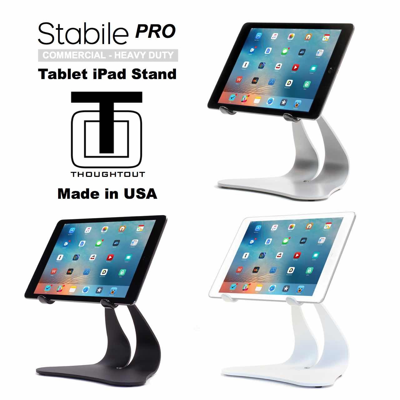 Thought Out Stabile Pro Pivoting iPad Stand - Adjustable White Tablet Holder for Apple iPad (1st-10th Gen) - Premium USA-Made - Perfect for Work, Study & Home Entertainment