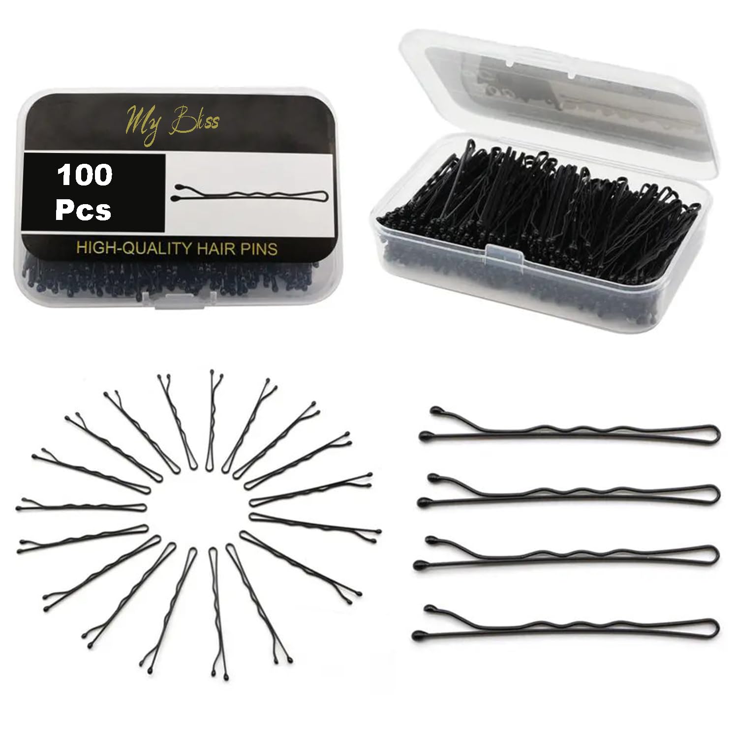 Premium Bobby Hair Pins 100pcs with Box - Hair Styling Clips for Salon & Home Use