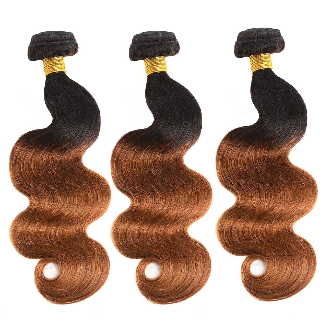 20 22 24 Inch Ombre Brazilian Body Wave Human Hair Bundles - 100% Unprocessed Virgin Hair Extensions for Natural Look | Perfect for Daily Wear, Styling & Special Occasions