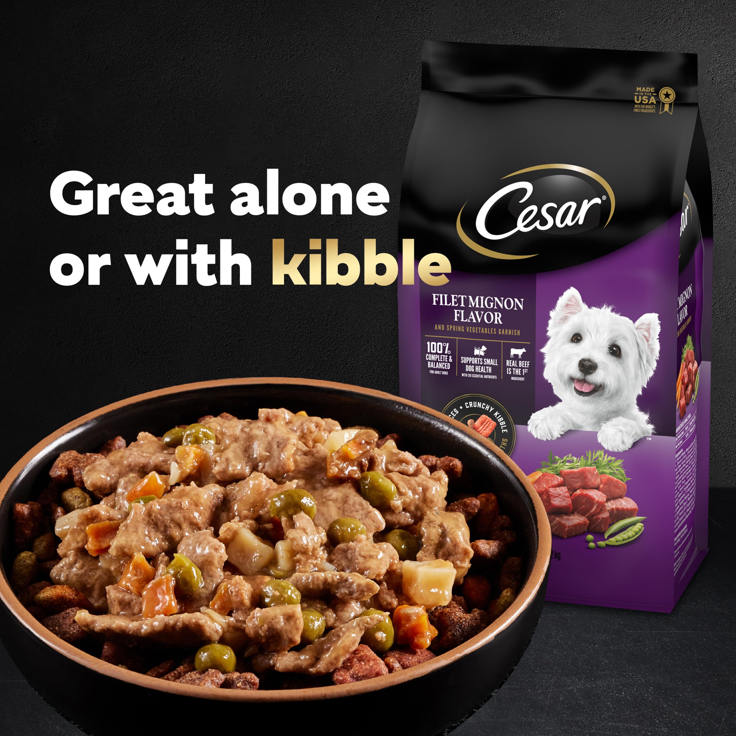Premium CESAR HOME DELIGHTS Adult Wet Dog Food - Slow Cooked Chicken & Vegetables in Savory Sauce, 3.5 oz Easy-Peel Trays (Pack of 24) | Perfect for Mealtime, Training Rewards & Senior Dogs