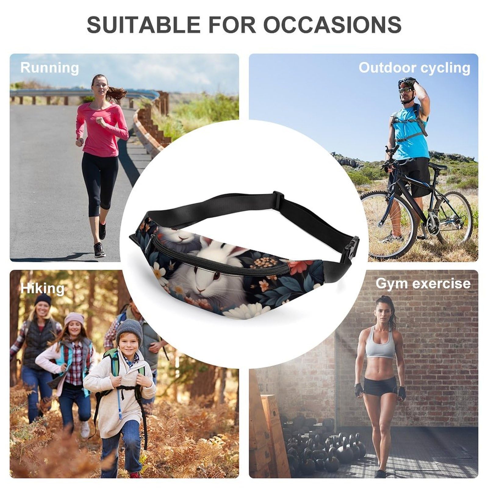 Stylish Adjustable Rabbit Flower Belt Bag - Crossbody Waist Pouch for Women & Men | Perfect for Travel, Festivals & Everyday Use