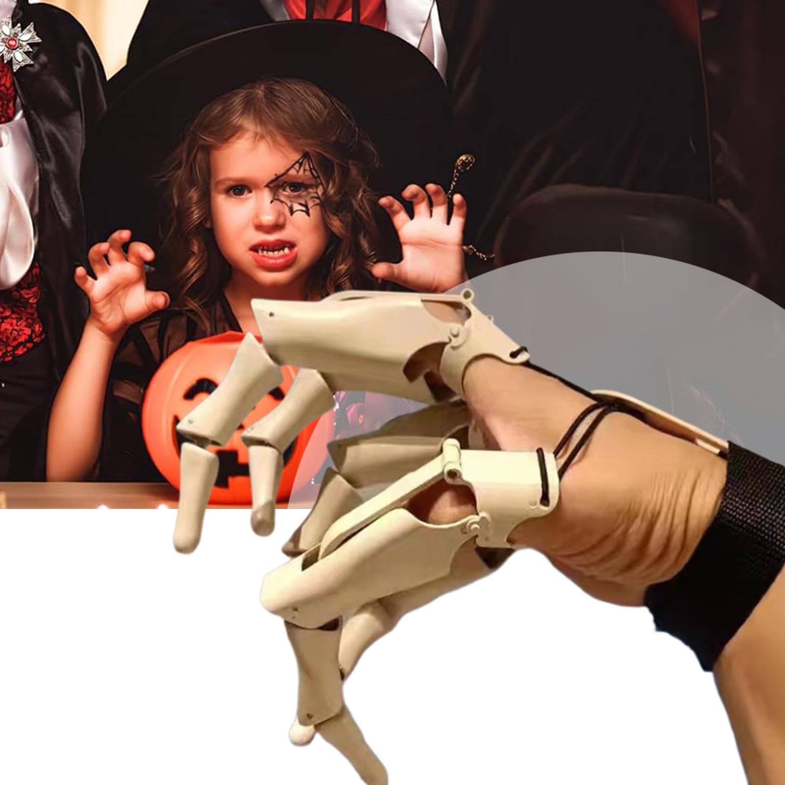 Durable Articulated Finger Extensions - 2 Pack Long Creepy Halloween Devil Claws for Cosplay, Skeleton Hands - Perfect for Halloween Costumes, Cosplay Events, and Theatrical Performances