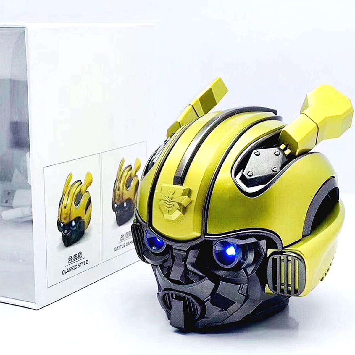 Transformers Bumblebee Helmet Bluetooth Speaker - Portable Wireless Speaker with Bluetooth 5.0, Dual Built-in Speakers & USB Charging Cable - Perfect for Outdoor, Travel, Parties & Gifts