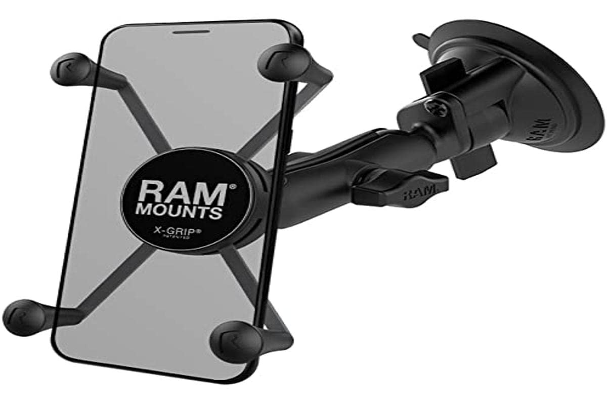 RAM Mounts X-Grip Large Phone Mount with RAM Twist-Lock Suction Cup Base RAM-B-166-UN10U, Suitable for Vehicle Windshields, with Medium Arm for Optimal Viewing