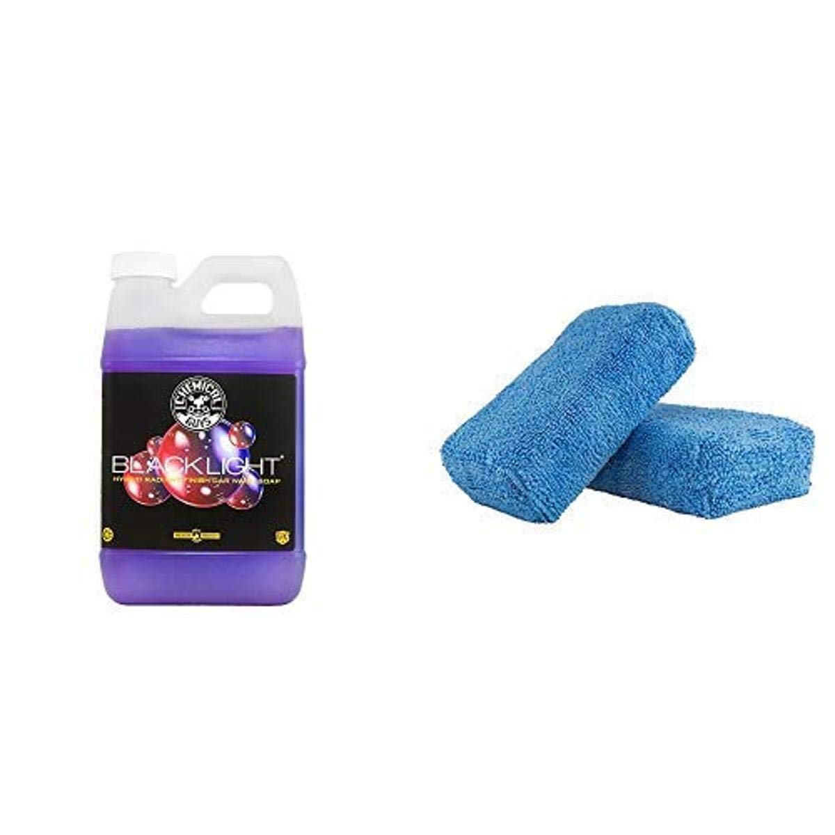 Chemical Guys CWS61964 Black Light Hybrid Radiant Finish Car Wash Soap (64oz) & Premium Microfiber Applicators (2-Pack) - Ultimate Car Detailing Kit for Showroom Shine & Paint Protection