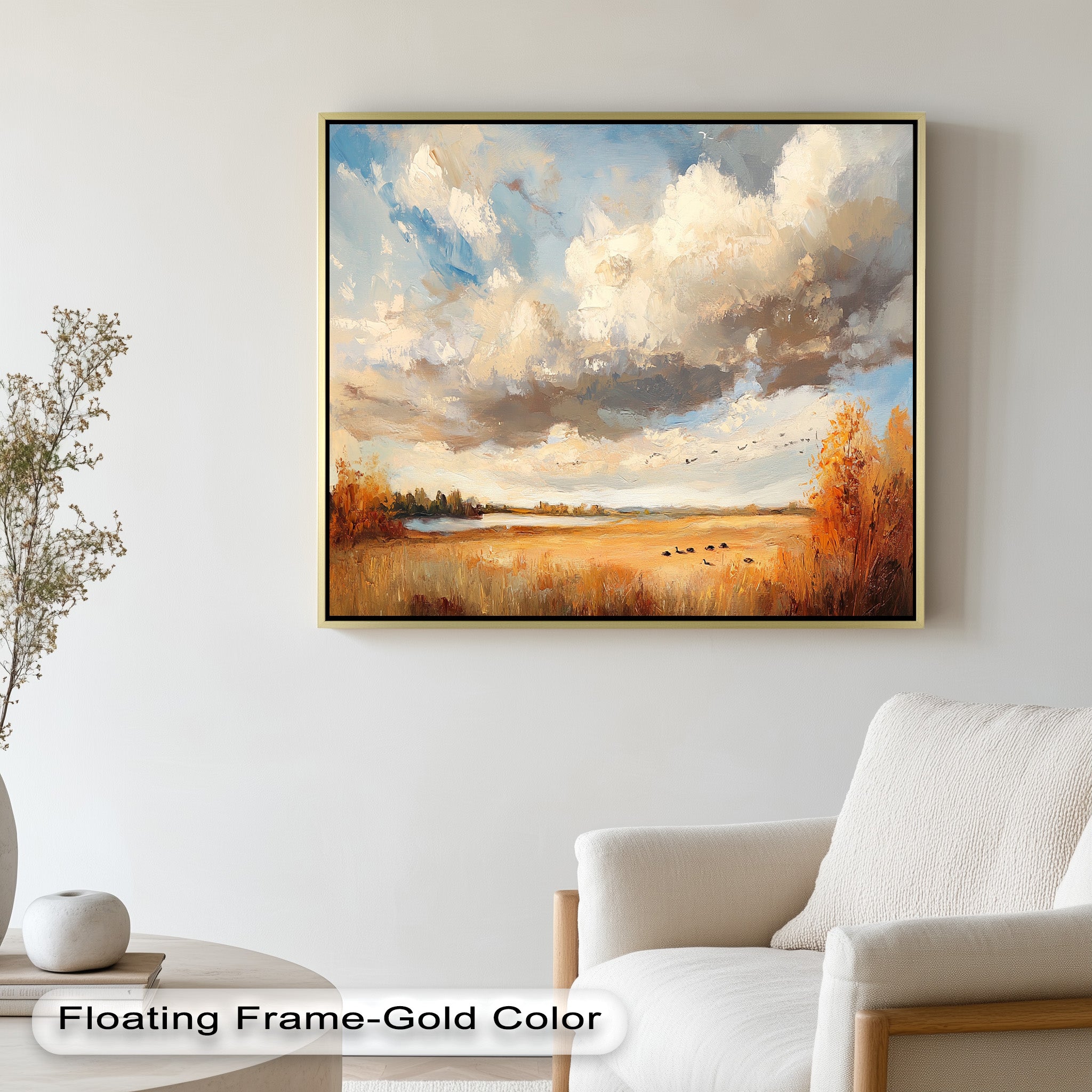 Autumn Meadow Wall Art - Handmade Impressionist Landscape Oil Painting for Living Room, Bedroom & Office Decor