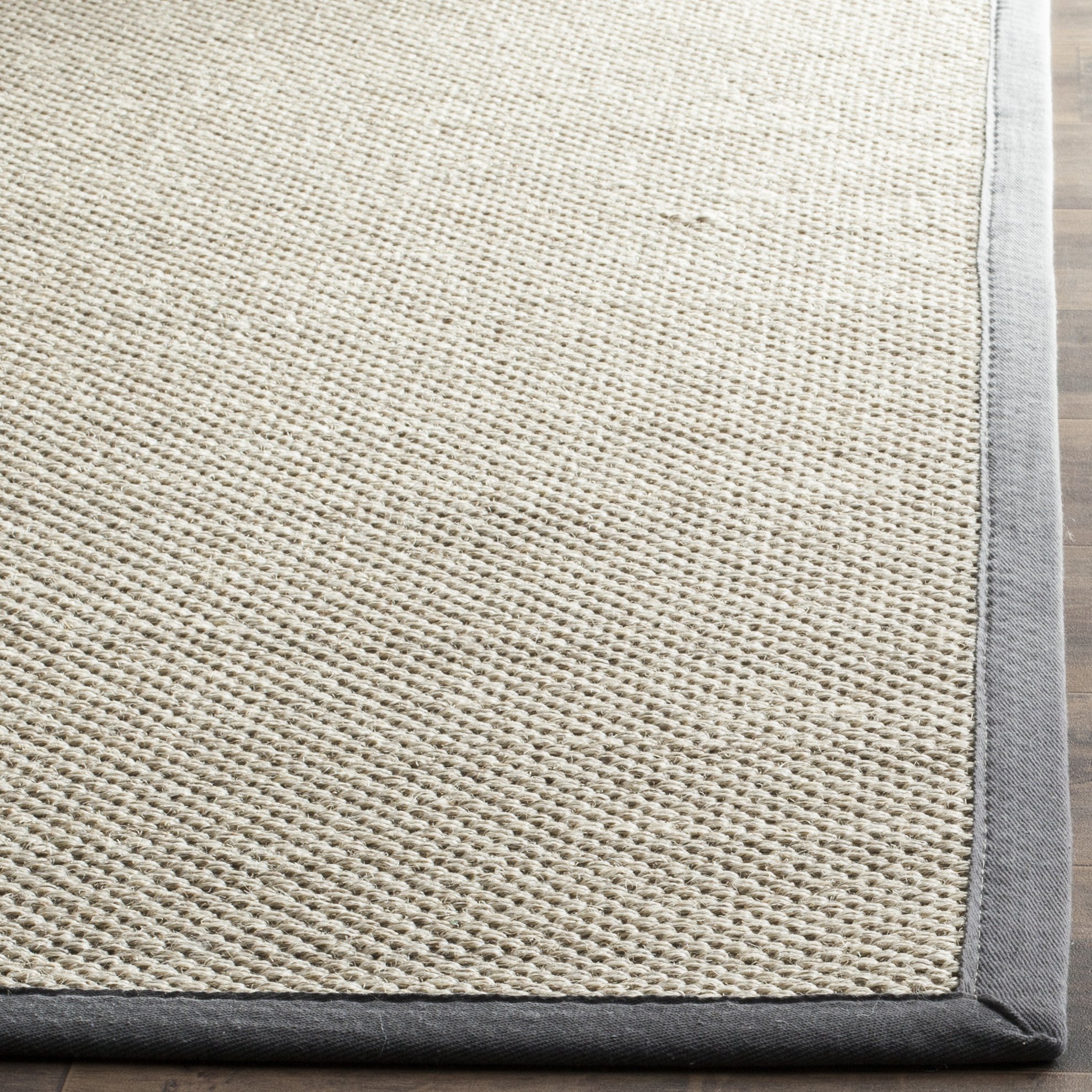 SAFAVIEH Natural Fiber Collection 6'x6' Square Marble & Dark Grey NF143D Border Sisal Area Rug - Perfect for Living Room, Bedroom & Office Decor
