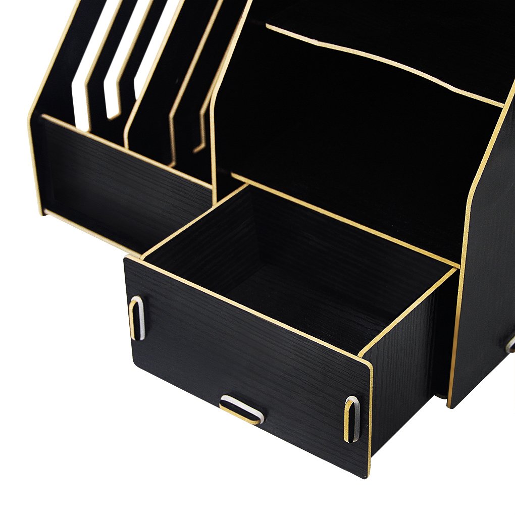 Wooden DIY 8-Section Desk Organizer - File Folder, Notebook & Document Holder with Pen Storage, Drawer & Memo Board | Vertical & Horizontal Office Organizer for Home & Workspace | Perfect for Office, Study & Remote Work Setup