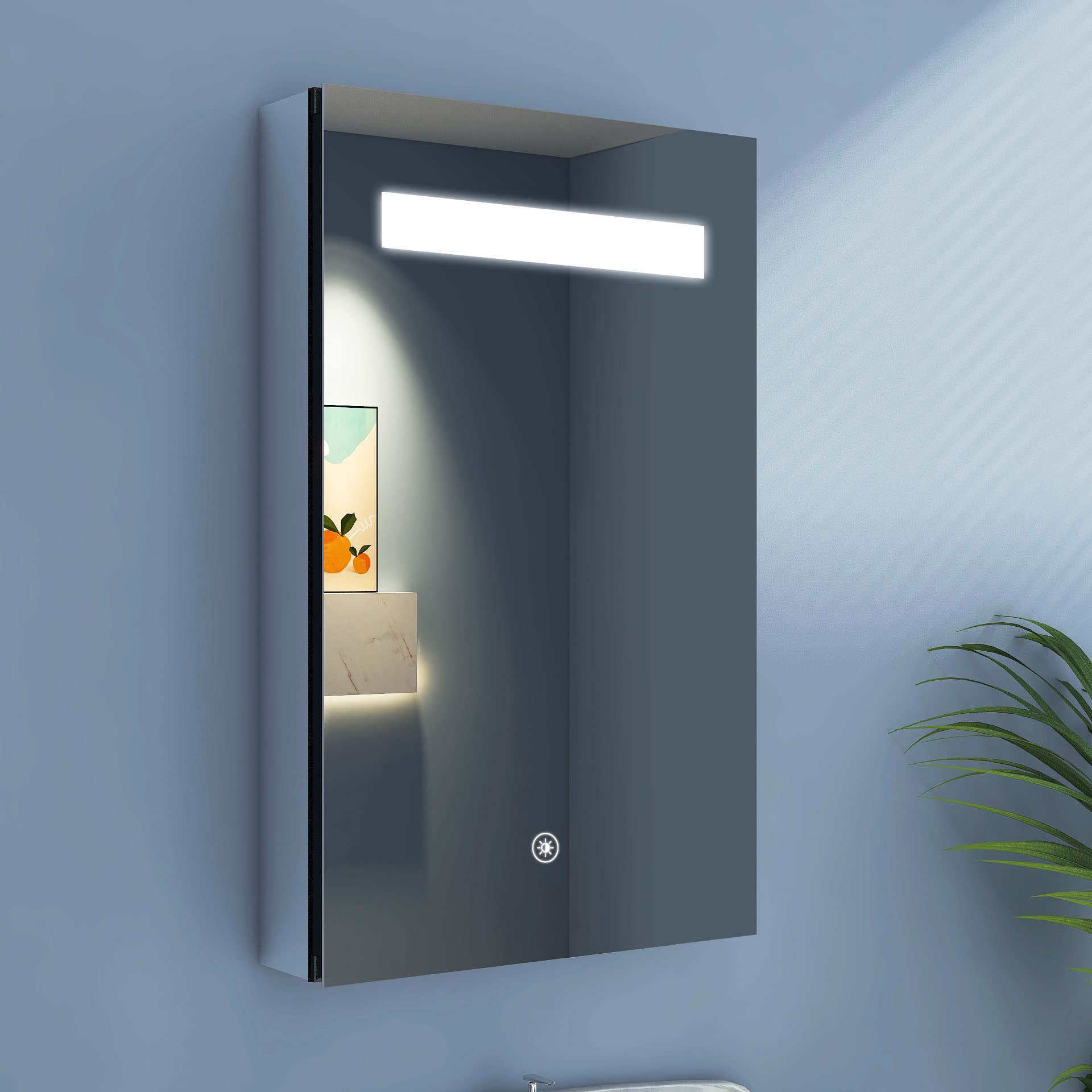 VANIRROR 16x26 Inch LED Medicine Cabinet with Lights - Recessed or Surface Mount Bathroom Mirror with 3 Color Lighting & Dimmer, Adjustable Shelves, Hidden Handle - Perfect for Modern Bathrooms, Vanities and Small Spaces