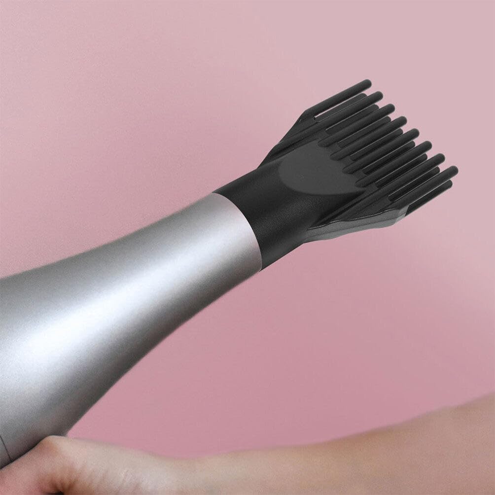 2Pcs Blow Dryer Comb Attachment - Black Hair Dryer Brush Nozzle for Straightening, Detangling & Styling Fine, Curly & Natural Hair | Salon Professional Tool for Home & Travel Use