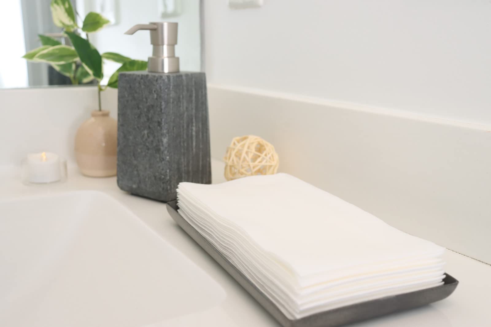 Premium Linen Feel Disposable Guest Towels - 1200 Count White Bathroom Napkins for Weddings, Parties & Upscale Events | Soft & Absorbent Linen-Like Paper Towels for Guest Bathrooms, Bridal Showers & Luxury Hospitality