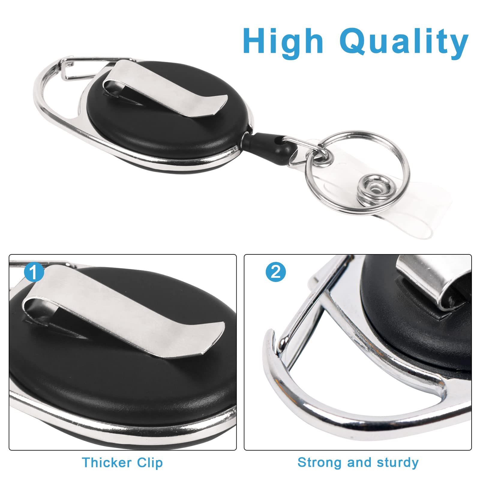 Simetufy 15 Pack Retractable ID Badge Holder with Carabiner - Heavy Duty for Office & Work