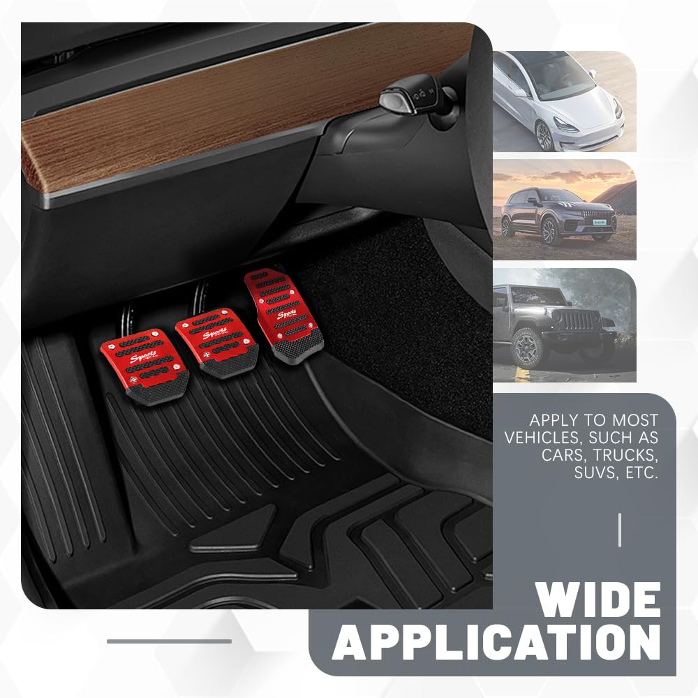 3PCS Non-Slip Aluminum Car Pedal Covers for Manual Transmission - Sporty Driving