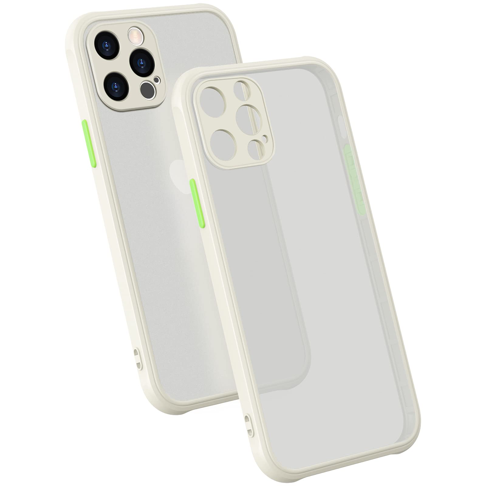 ZEZHOU iPhone 12 Pro Case with Camera Lens Protector - Shockproof Slim Hard Cover with Soft Edge & Enhanced Corners | Translucent Matte Drop Protection Phone Case for iPhone 12 Pro 6.1