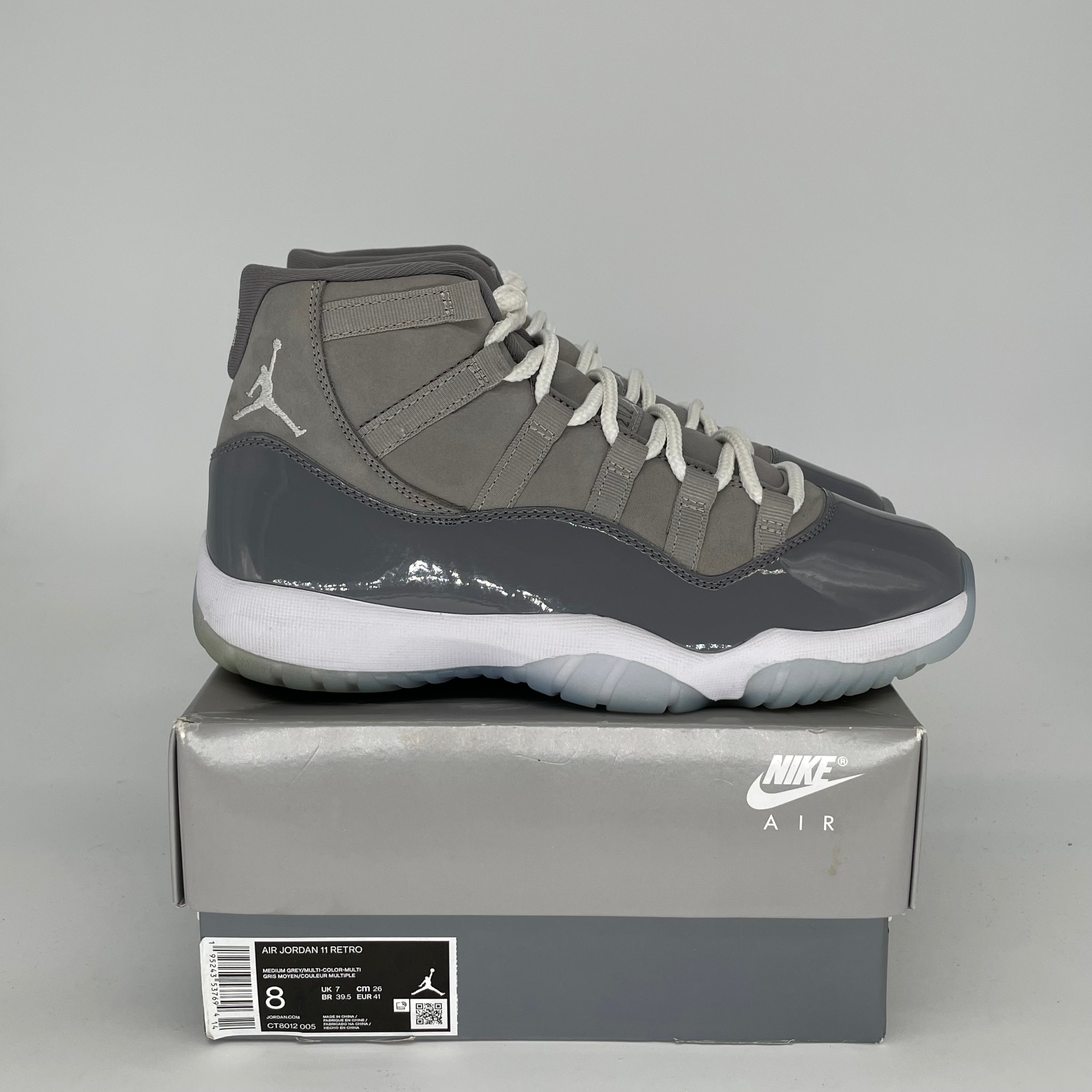 AIR JORDAN 11 COOL GREY Basketball Shoes - Men's Size 8/Women's Size 9.5 (CT8012-005) - Retro Sneakers for Casual Wear & Court Performance