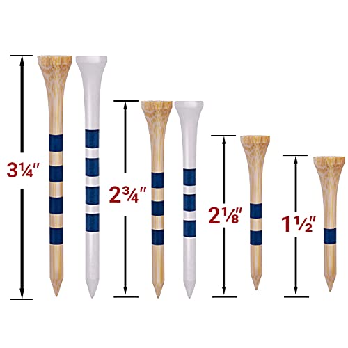 Premium Bamboo Golf Tees Set - 4 Sizes (1.5
