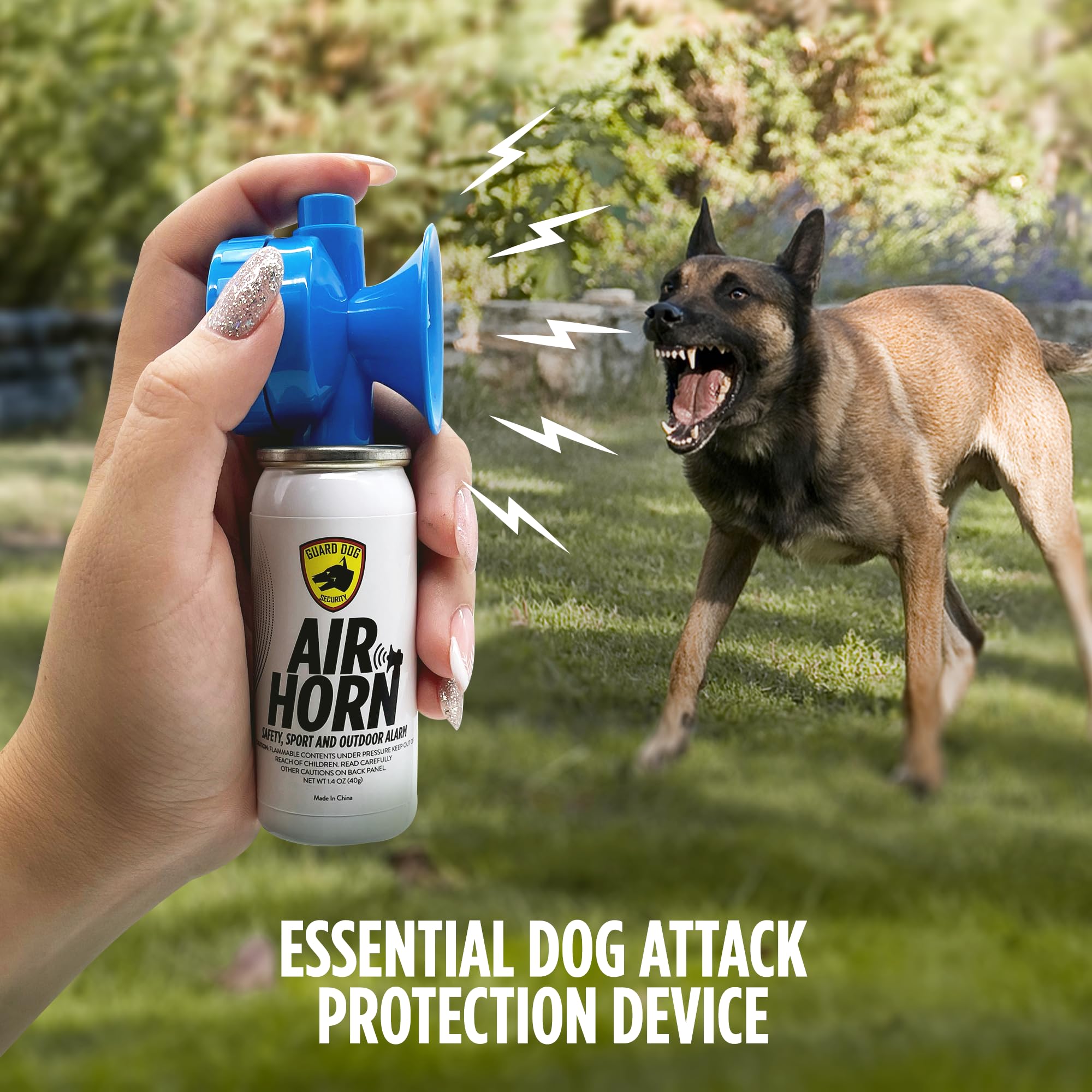 GUARD DOG SECURITY Air Horn for Dogs – Powerful Dog Training Tool to Stop Barking, Jumping, Fighting & Chasing | Effective Coyote Deterrent & Safety Device | Perfect for Outdoor Adventures, Hiking & Home Protection