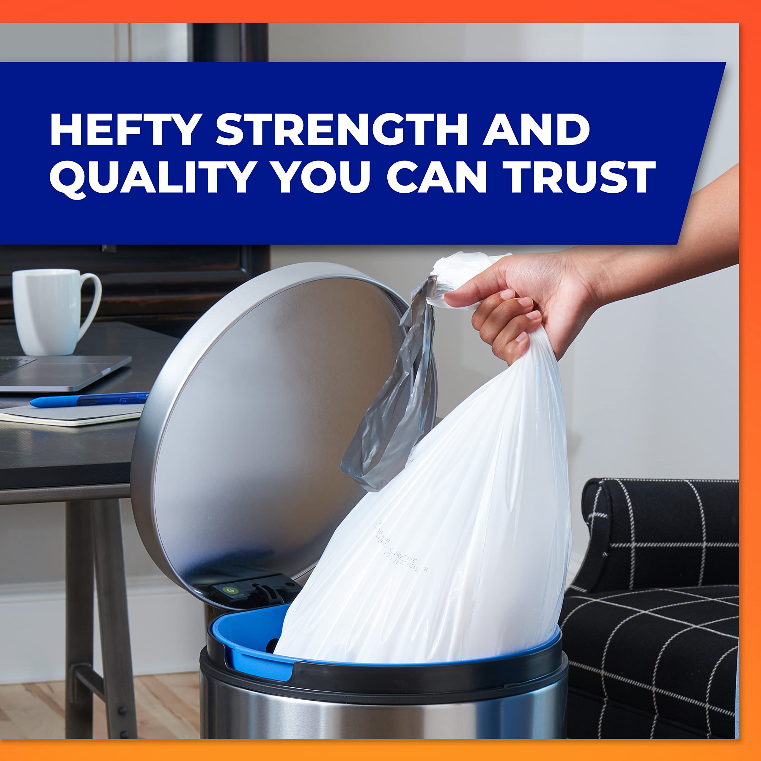 Hefty Made to Fit Trash Bags for simplehuman Size G (8 Gallons) - 100 Count (5 Pouches of 20 Bags Each) | Durable & Leak-Proof | Perfect for Kitchen, Bathroom & Office Waste Bins | Packaging May Vary