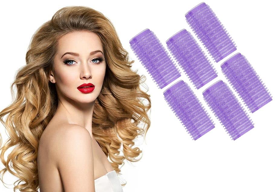 Professional Self-Grip Hair Curling Rollers Set of 6 - Volumizing Styling Tools for All Hair Types | Perfect for Home Salon, Wedding & Party Hairstyles