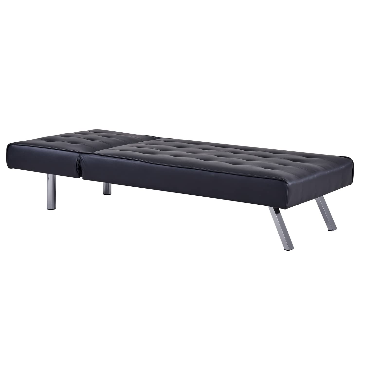 Comfortable Black Recliner Chaise Lounge - Single Sleeper Futon for Living Room, Bedroom & Home Theater Relaxation