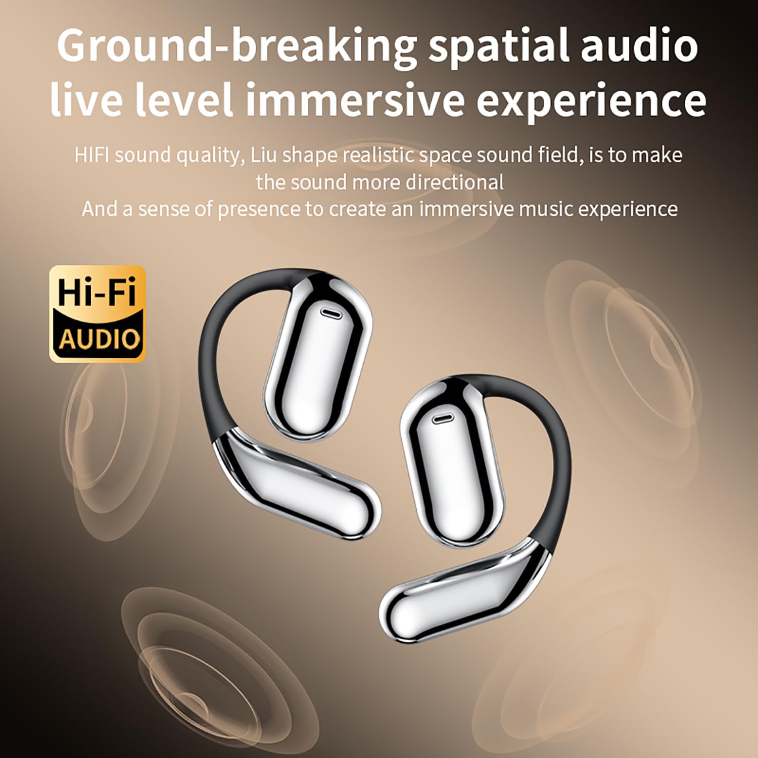 AI LCD Translator Earbuds - 3-in-1 Real-Time Translation for Android & iOS | Open Ear Design with 144 Language Support | Perfect for Travel, Business Meetings & Language Learning | Multi-Mode Wireless Earbuds (Black)